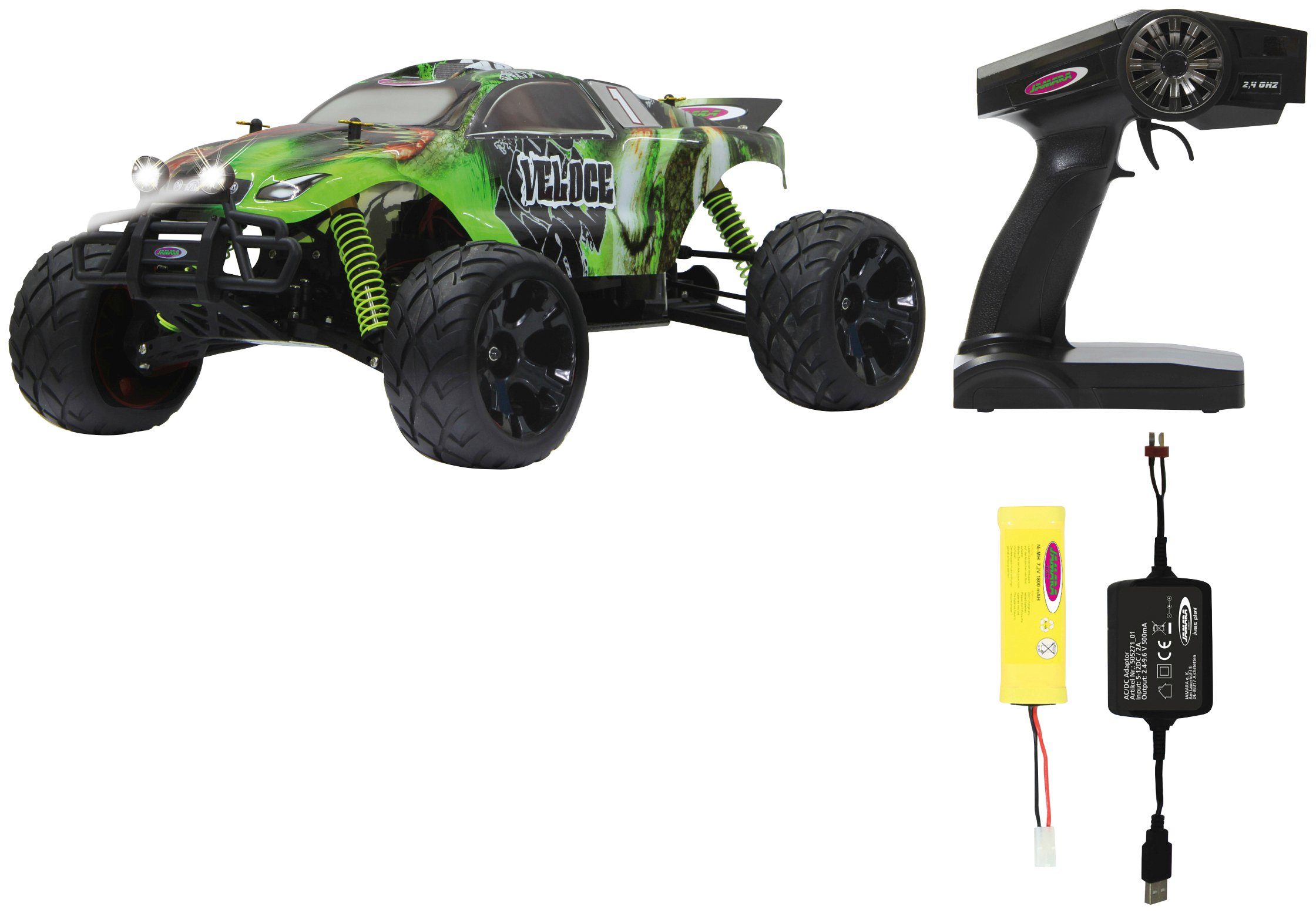 Jamara RC-Monstertruck Veloce Monstertruck 4WD, 1:10, 2,4 GHz, mit LED
