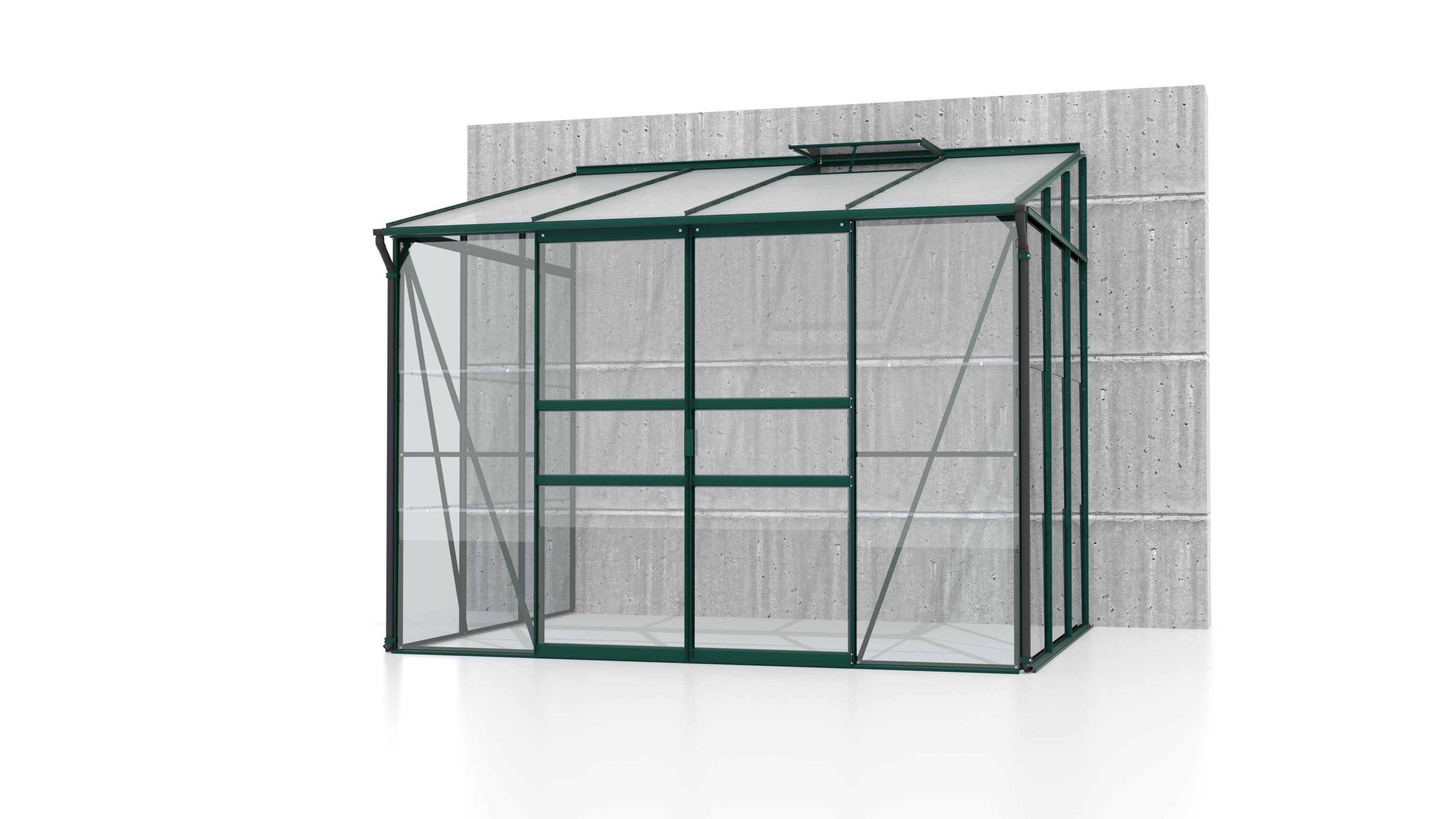 Gewächshaus Ida 5200 ESG/HKP Smaragd Alu mit 2 Fenster