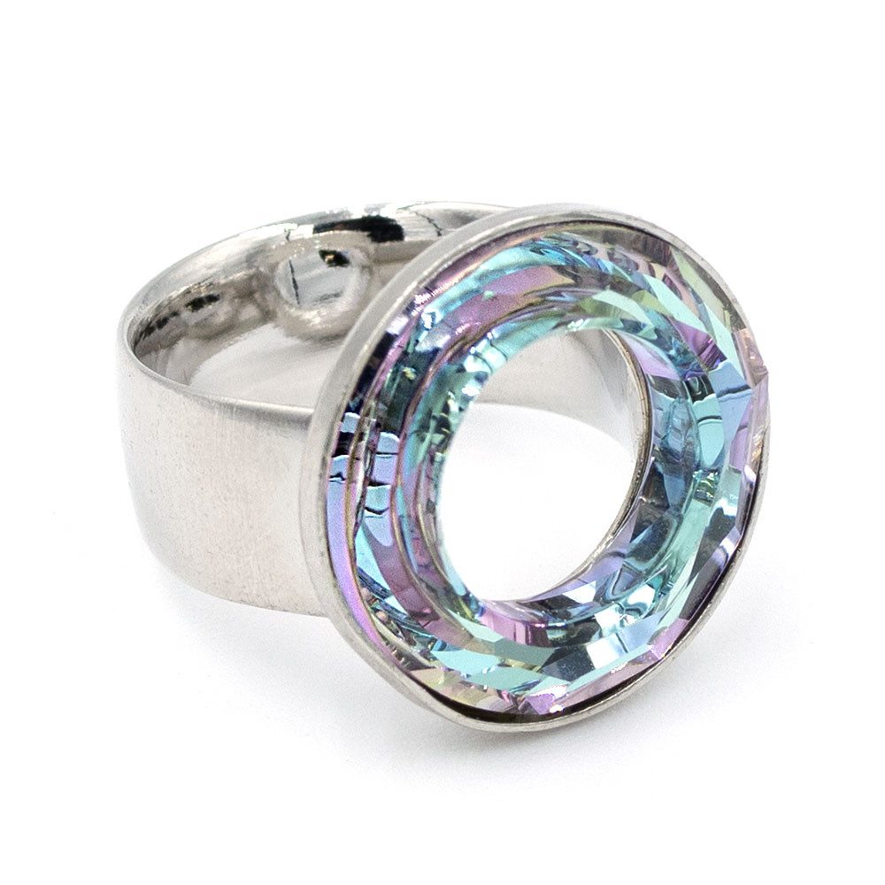 Sergio Engel Fingerring Cosmic Ring 02 Rhodinierter Statement-Ring mit Cosmic-Kristall (1-tlg)
