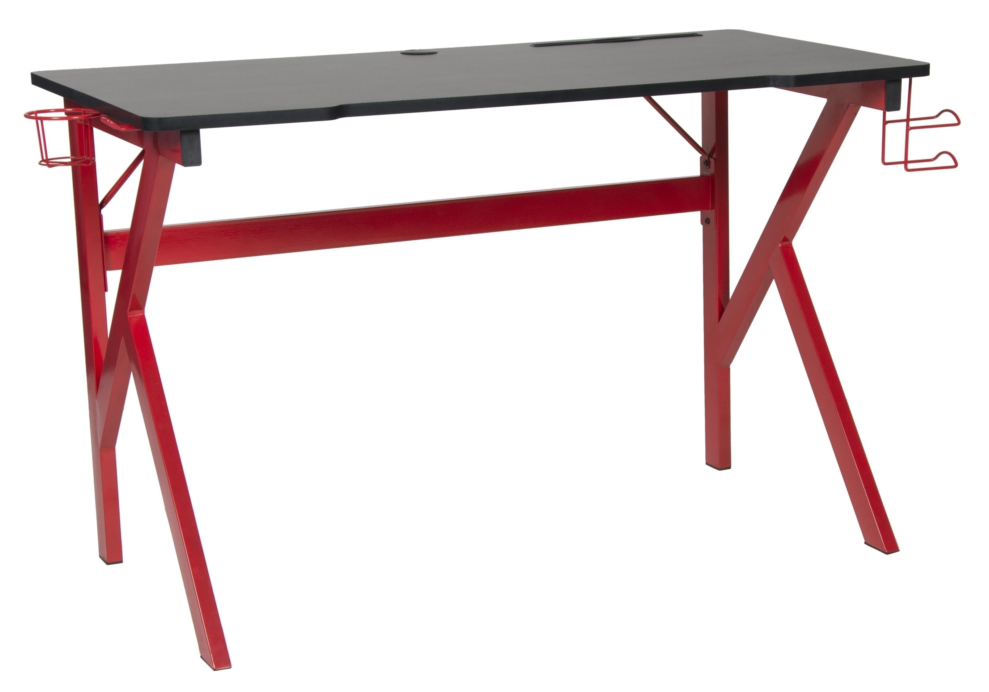 Duo Collection Schreibtisch Game-Rocker, Halterungen, Carbon optik schwarz / rot - 60x75x120cm (BxHxT)
