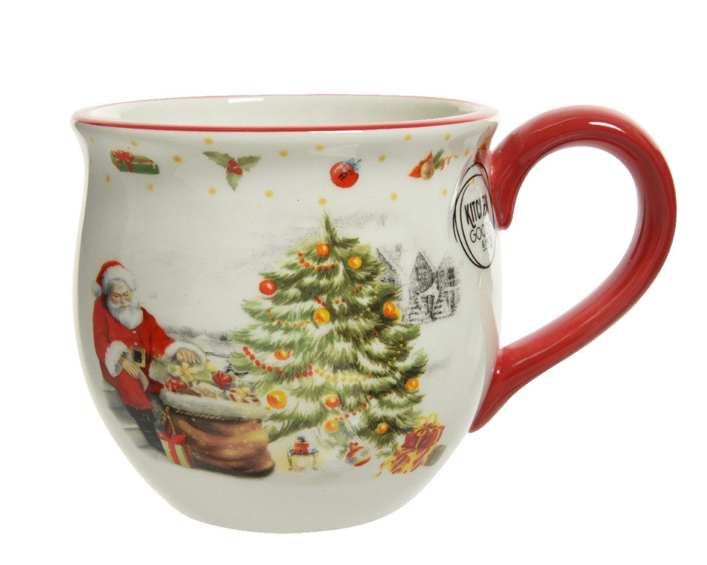 Kaemingk Tasse, Keramik, Tasse mit Weihnachtsmann Dolomit 9cm weiß / rot 1 Stück