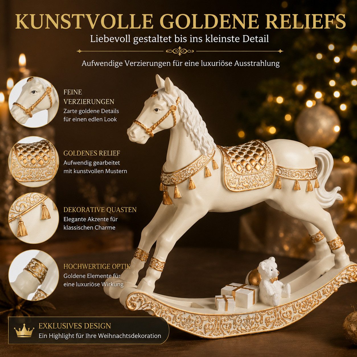 formano Dekofigur Hirsch Figuren 2er Set 48 cm Gold Weihnachten Winterdeko