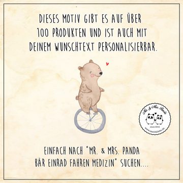 Mr. & Mrs. Panda Tragetasche Bär Einrad fahren - Schwarz - Geschenk, Sportler, Einkaufstasche, Beu (1-tlg), Lange Tragegriffe
