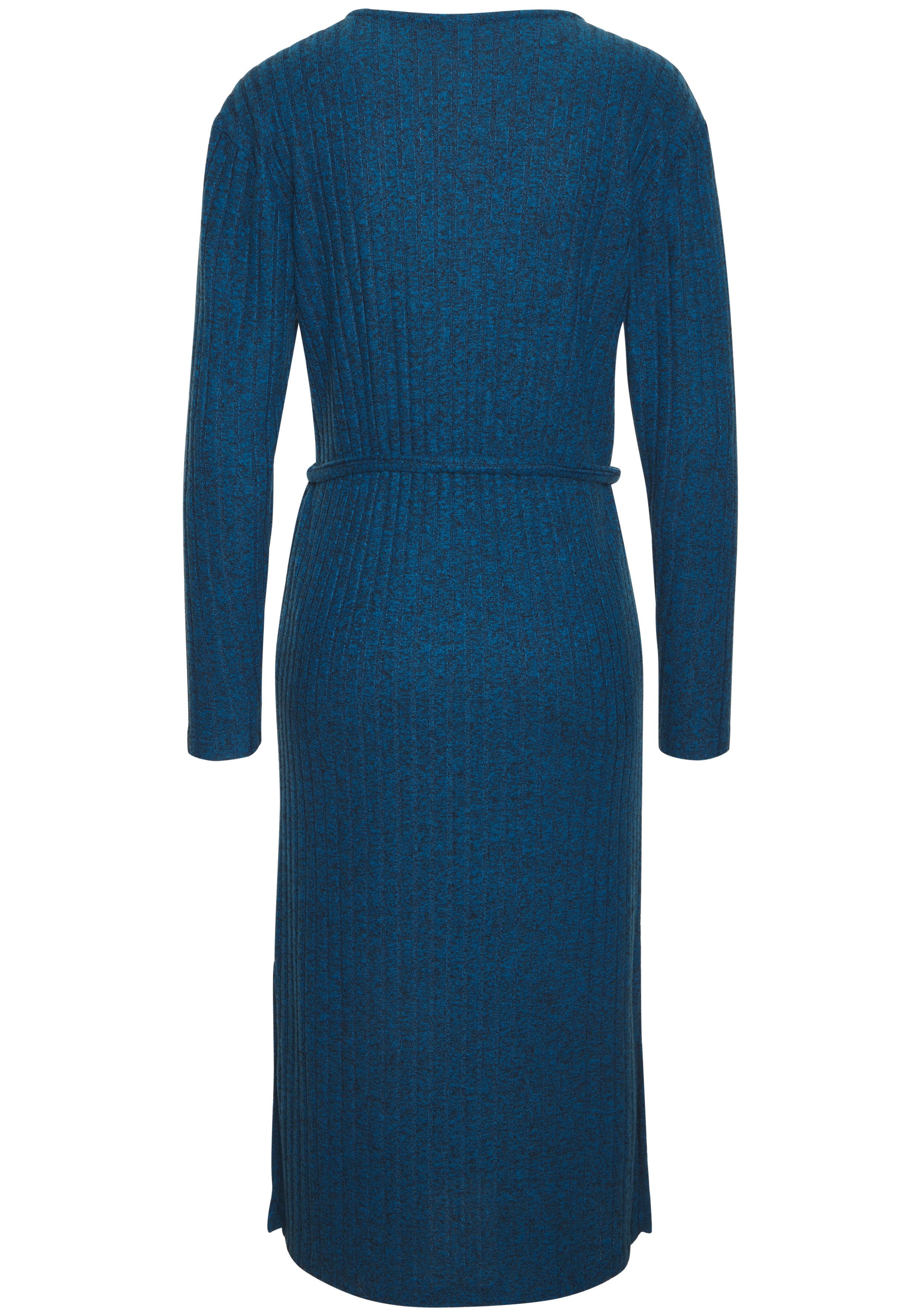 LASCANA Strickkleid Lounge-/ Rippkleid mit weiten Ärmeln und Taillenband, Loungewear