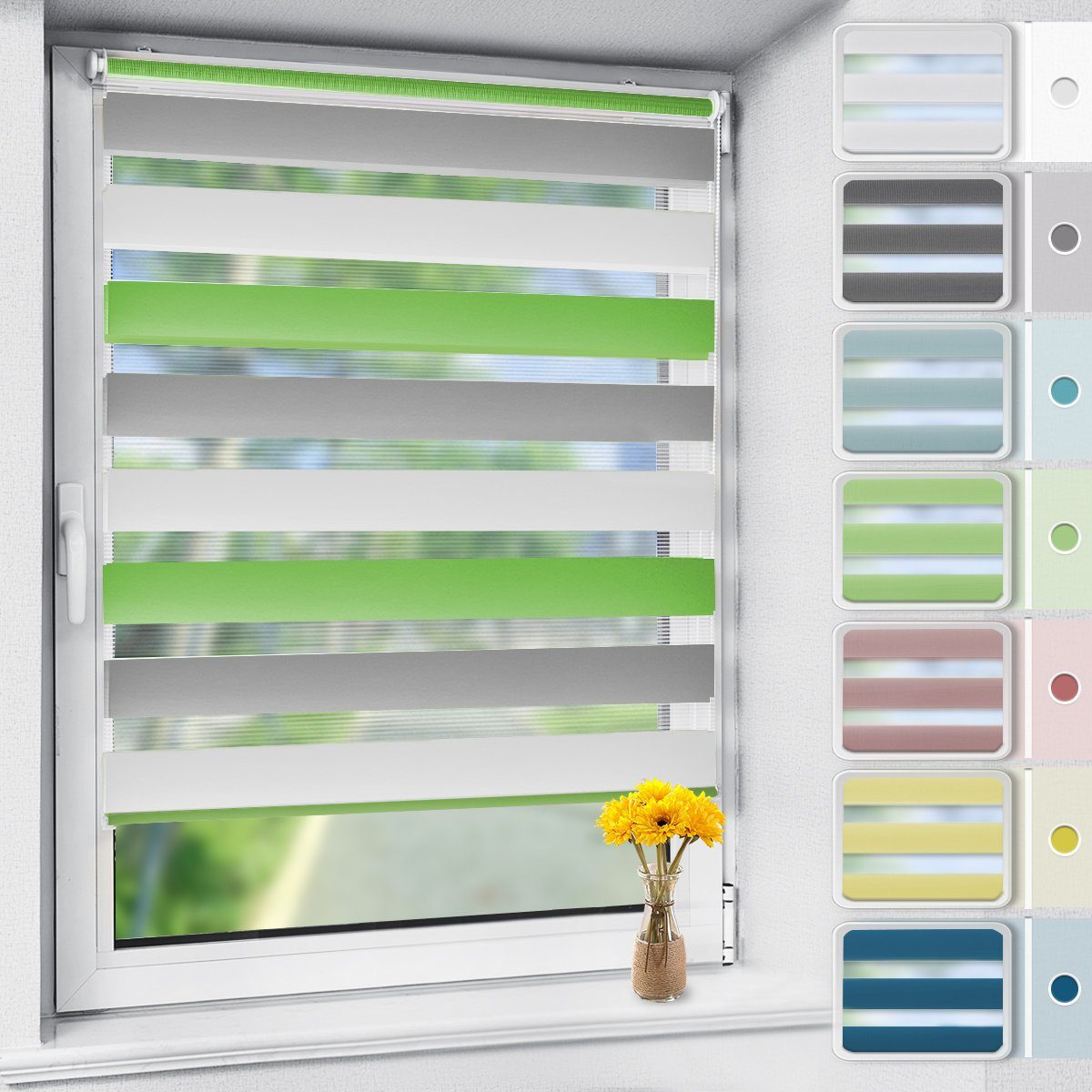 Doppelrollo rollos für Fenster ohne Bohren 130cm, OUBO, Lichtschutz, freihä günstig online kaufen