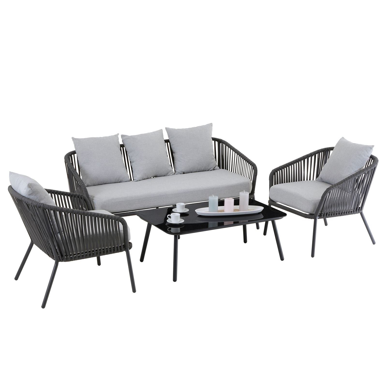 CARO-Möbel Gartenlounge-Set BENGAL, Outdoor Loungemöbel wasserabweisend, günstig online kaufen