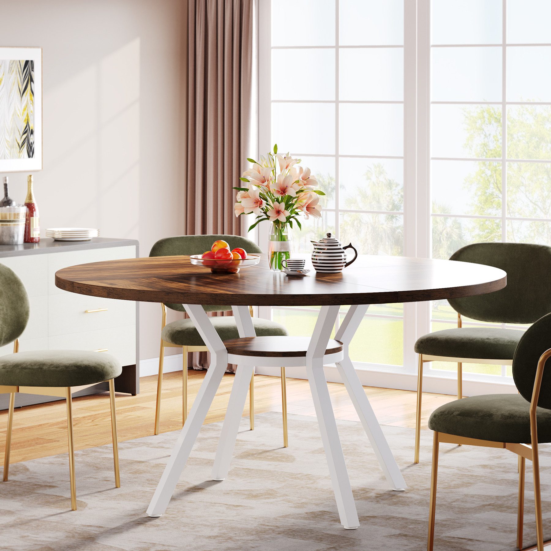 Tribesigns Esstisch 120x120cm Moderner Runder Küchentisch für 4 Personen