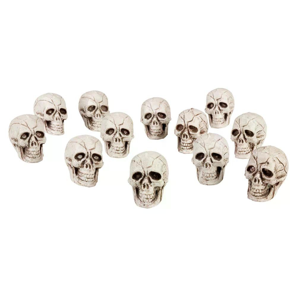 Boland Kostüm 12 Schädel-Set 4x3 cm grau Deko Mini Totenköpfe für Halloween Party, Vielseitig einsetzbar als Tisch- oder Bastelldeko
