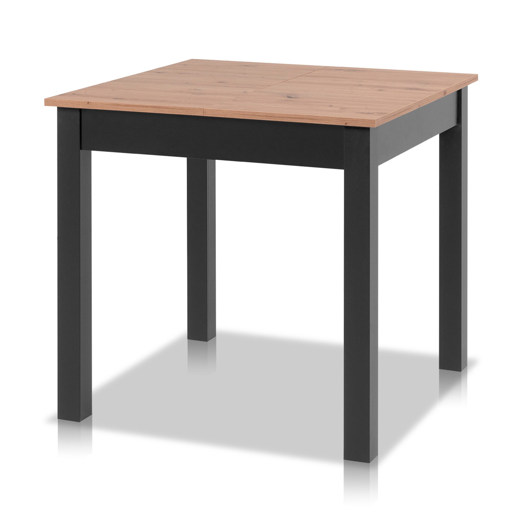 Smart Esstisch Rechteckig, von 80 cm bis 120 cm ausziehbar, bis 50 kg belastbar, 4-Fußgestell Anthrazit, Asteiche-Optik, für 4 bis 6 Personen