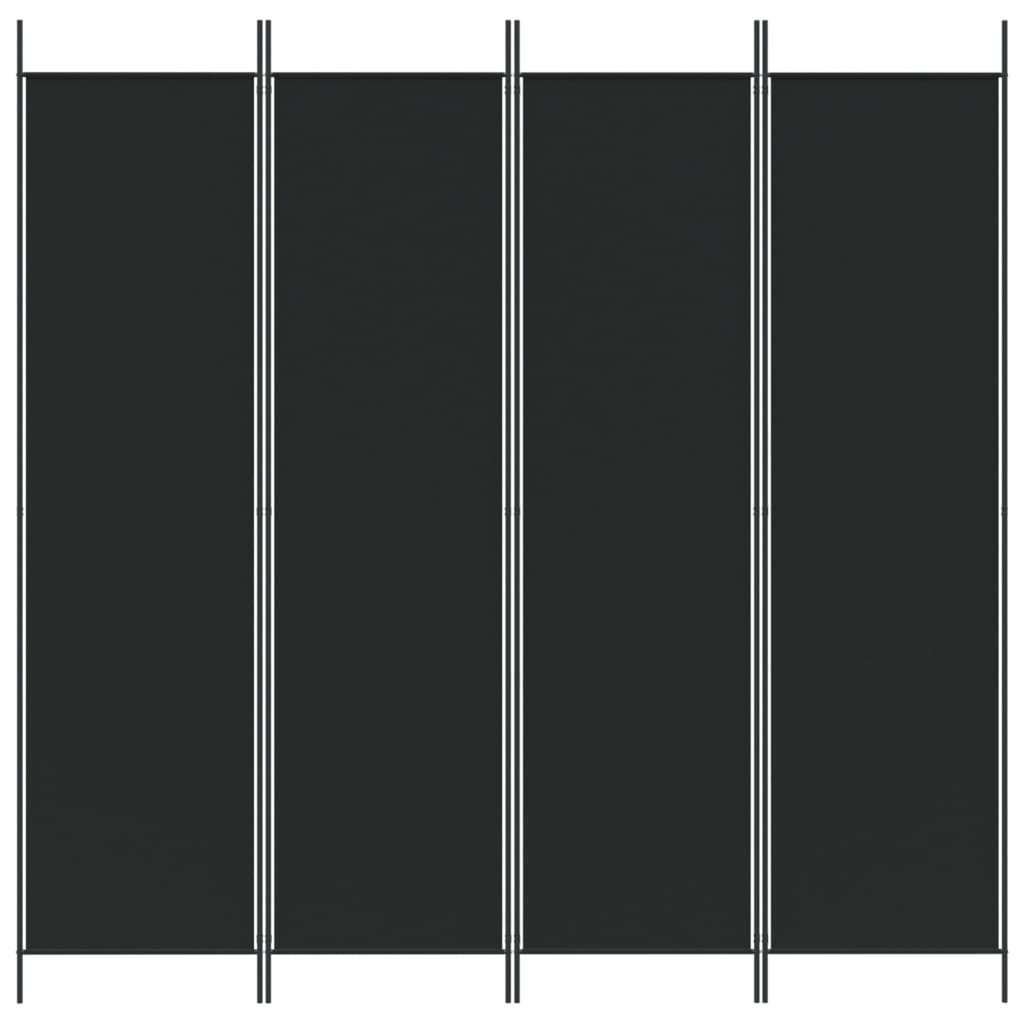 furnicato Raumteiler Paravent 200x200 cm Schwarz aus Stoff und Eisen, 1-tlg., Klappbare Sichtschutzwand mit atmungsaktivem Stoff für Schlafzimmer