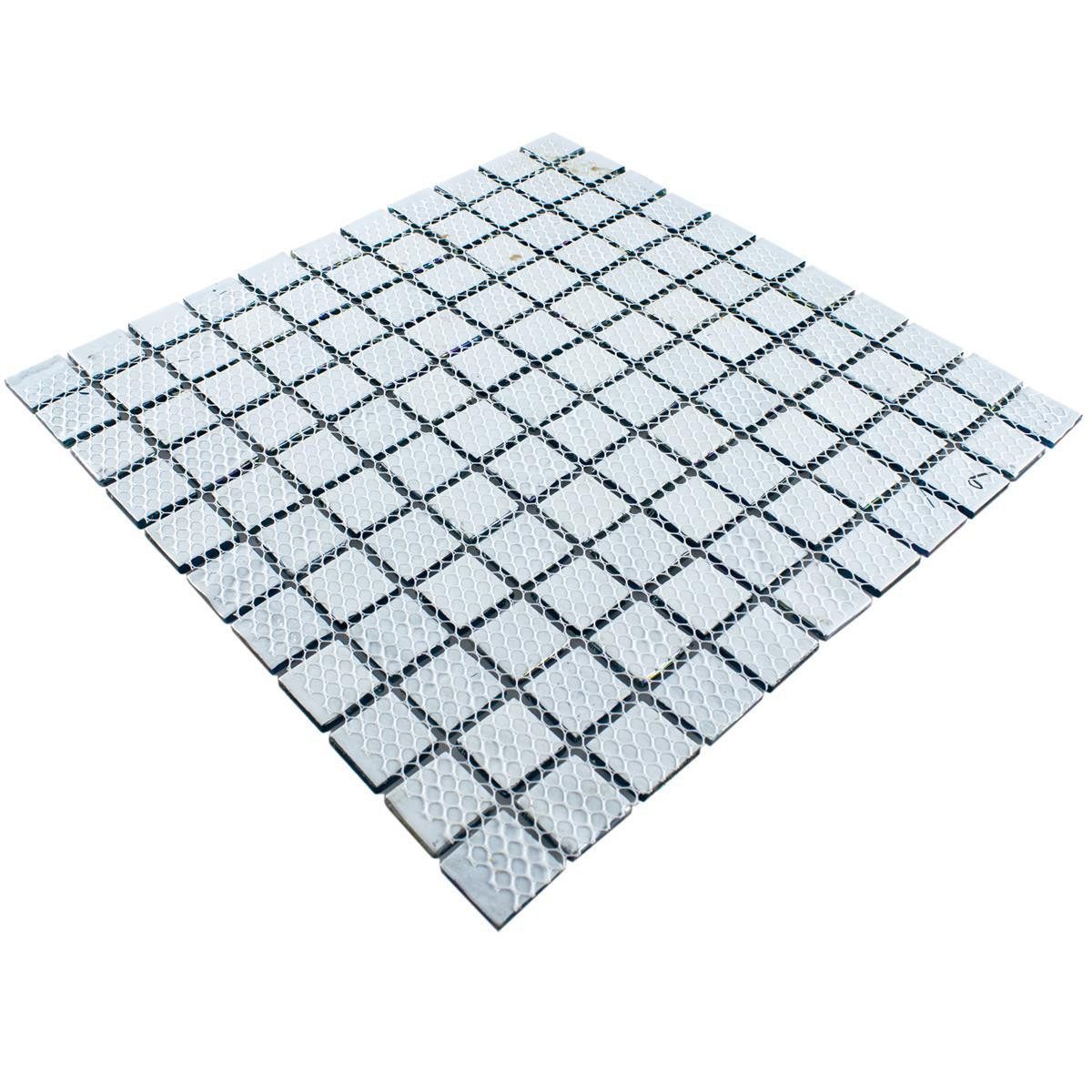 Mosafil Mosaikfliesen Glasmosaik Fliesen Perlmutt Effekt Manor, Glas 30.400x30.400, schwarz, Verlegefertig auf ein Netz geklebt - Frostsicher - Wasserfest