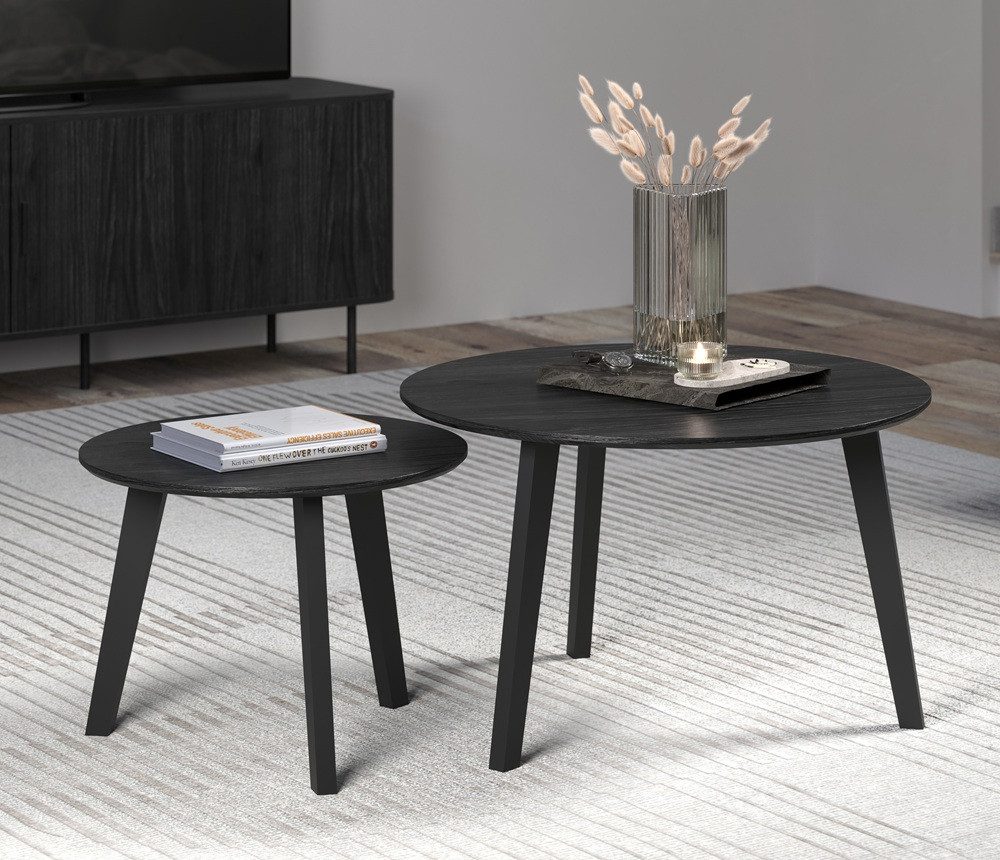trendteam Couchtisch Couchtisch Set Ronin, Esche schwarz, 2-teilig (2er Set), 2-teilig