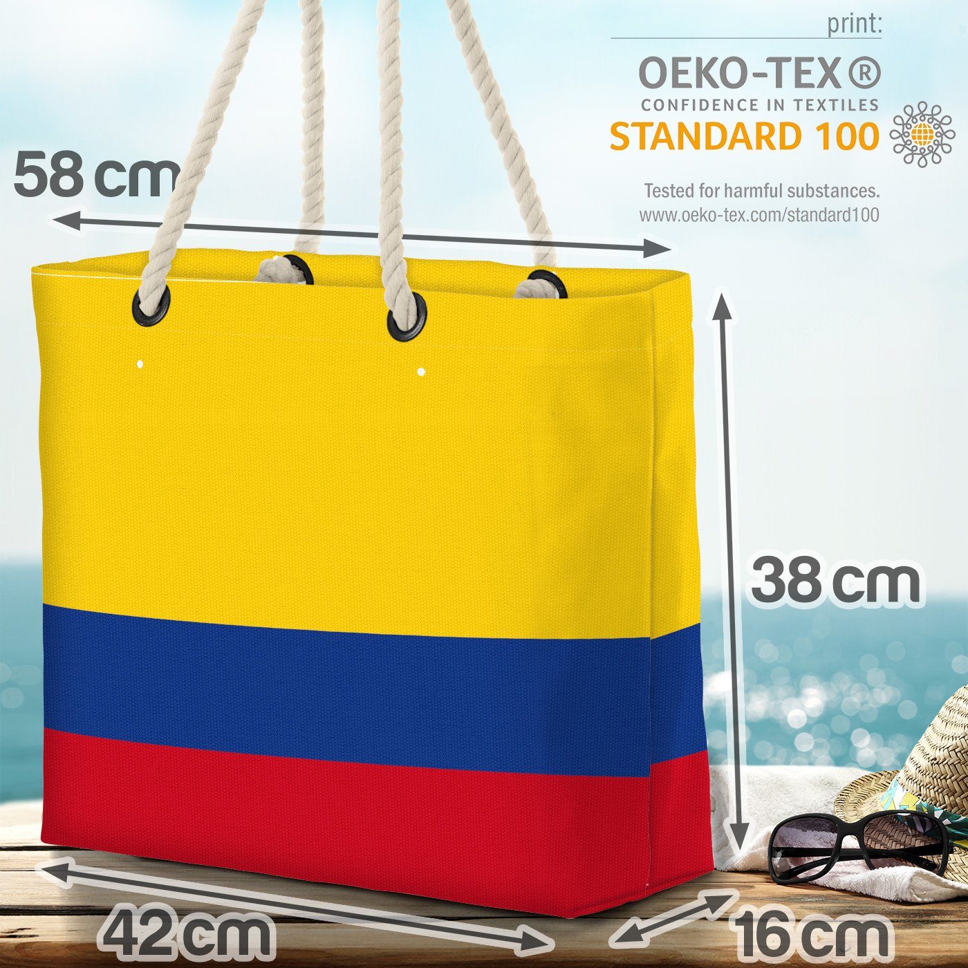 Länderflagge VOID Kolumbien Strandtasche Fahne (1-tlg), Flagge WM