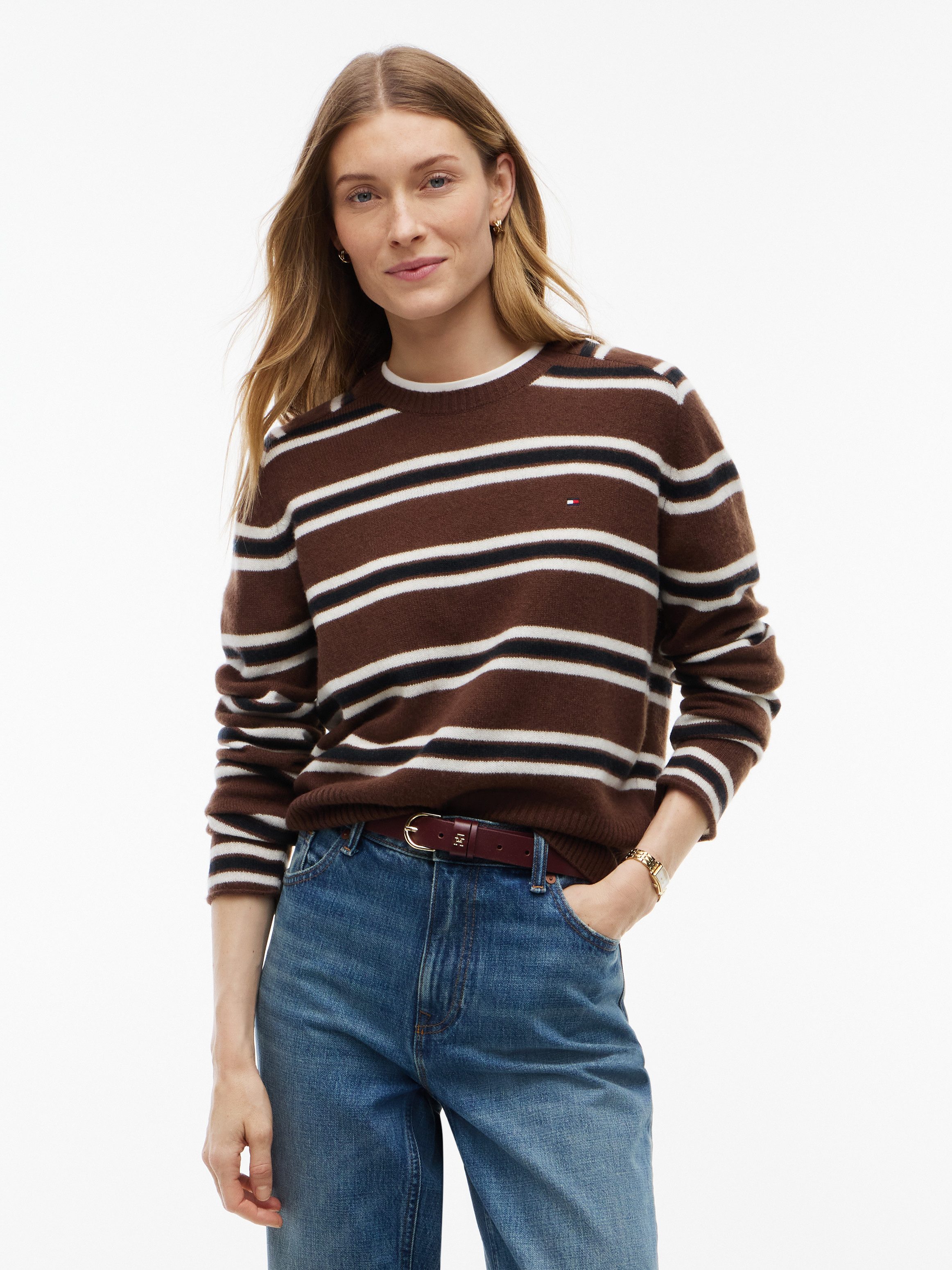Tommy Hilfiger Strickpullover C-NK SOFT WOOL JERSEY SLM SWT Wolle