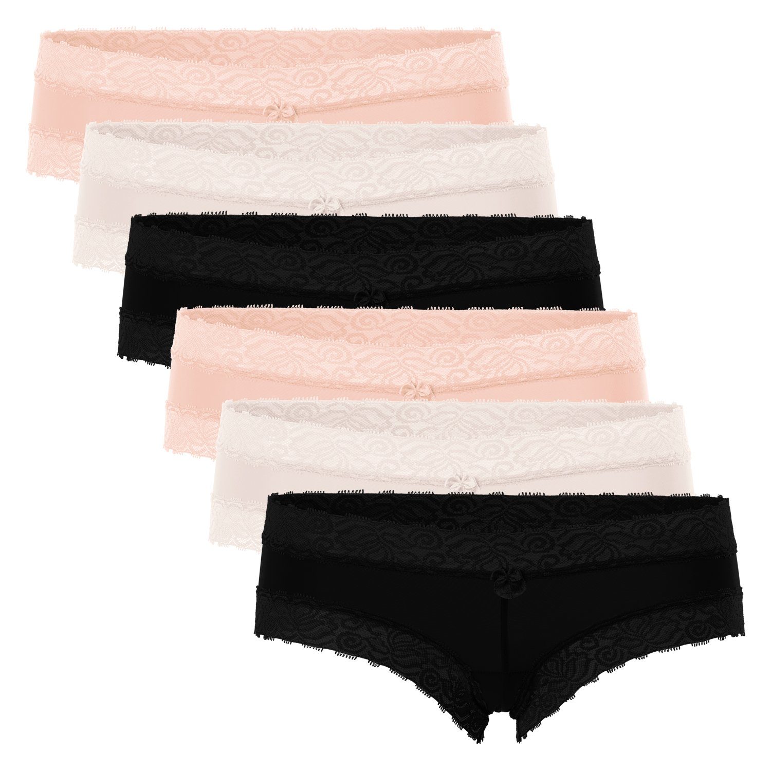 Slip Dessous Pack) Spitze Panty Hipster Damen classic mix Panty mit celodoro (6er