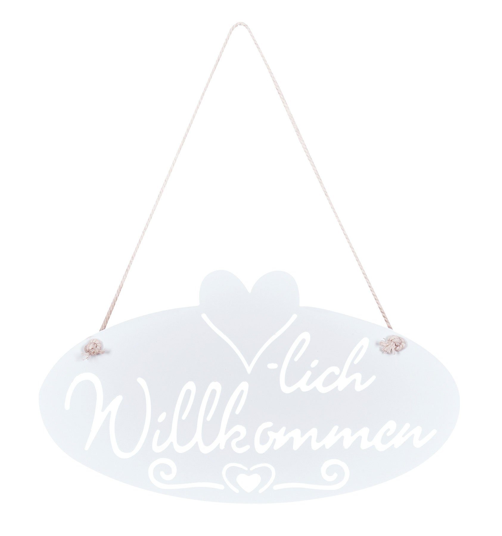 Levandeo® Metallbild, Schild Willkommen Herz 28,5x16cm Garten-Deko Türschil günstig online kaufen