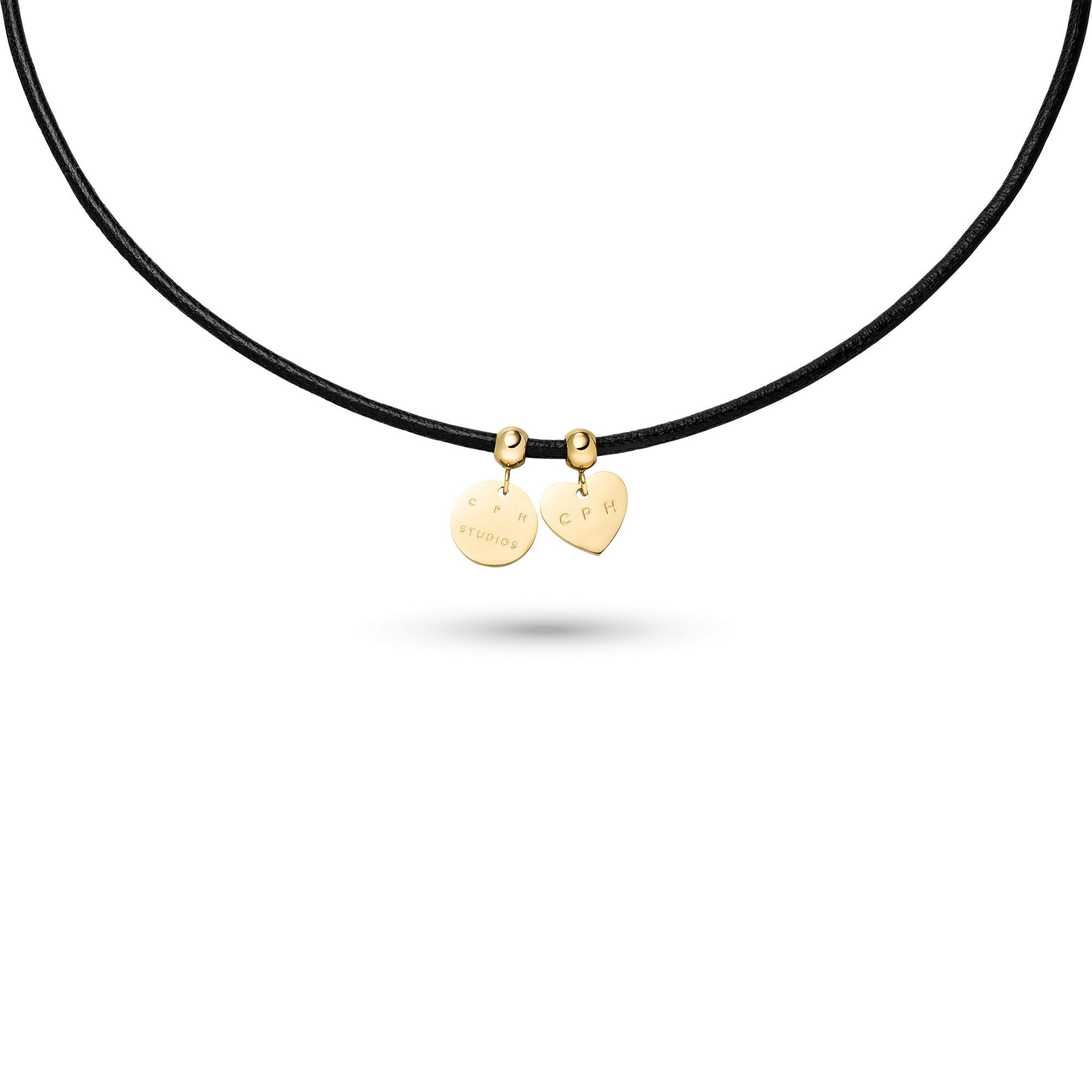 Copenhagen Studios Kette mit Anhänger Schmuck Geschenk Edelstahl Halskette Leather Charms, Herz