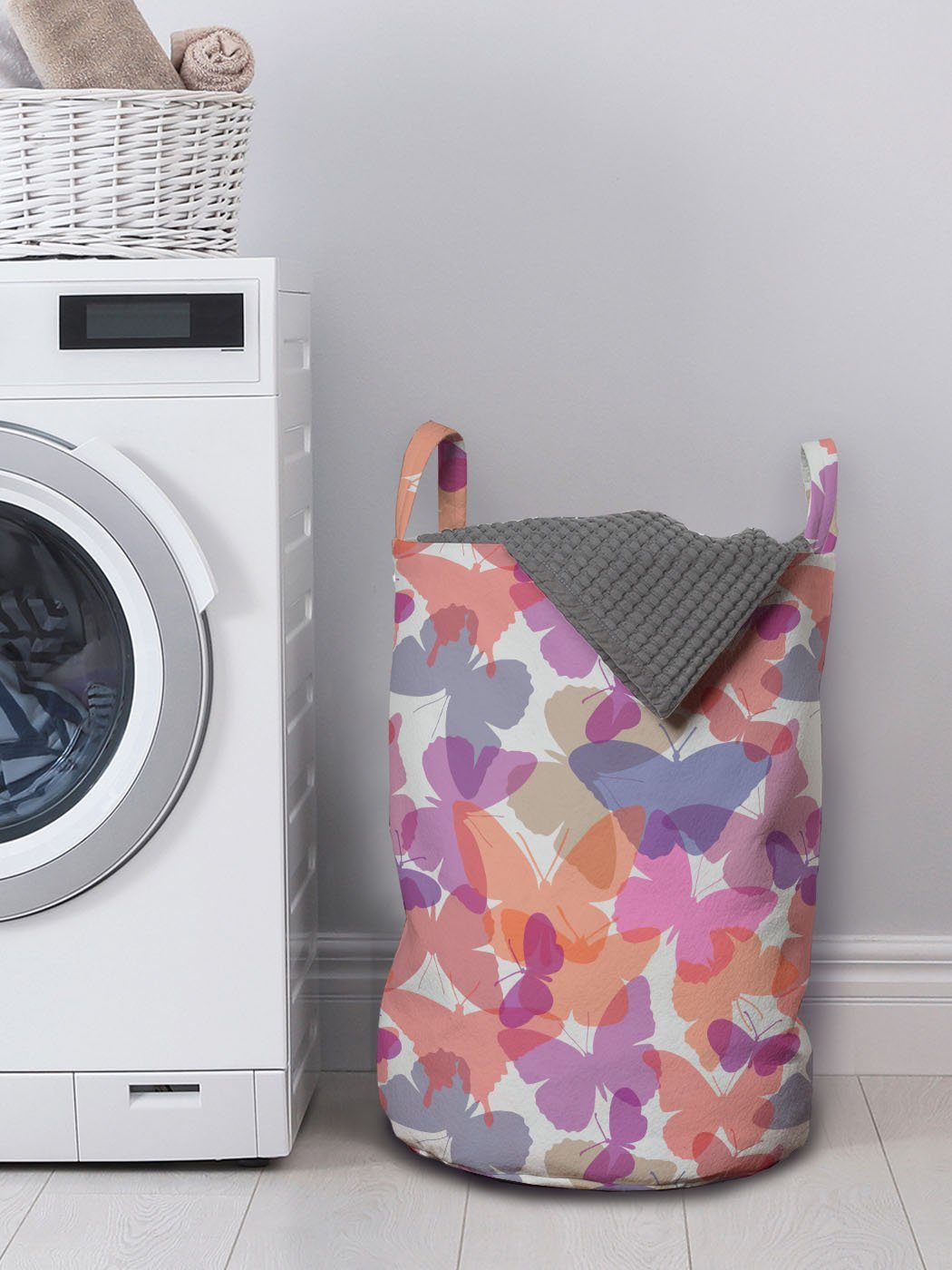 Abakuhaus Wäschesäckchen Wäschekorb Gedämpfte Kordelzugverschluss Waschsalons, Griffen für Schmetterlinge Charming mit Farben