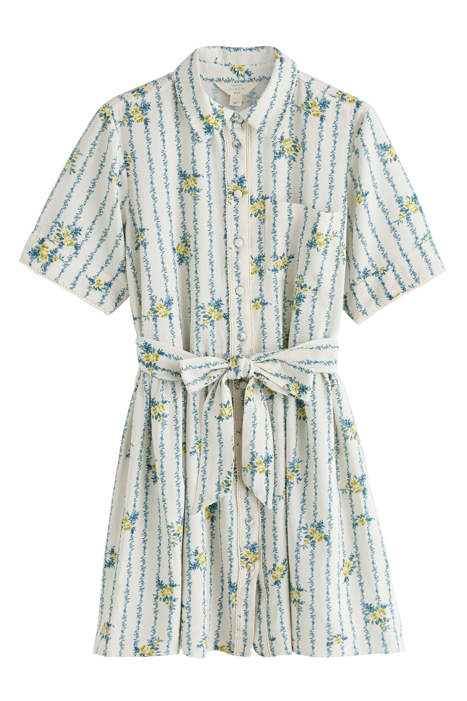 Next Hemdblusenkleid Hemdblusenkleid mit kurzen Ärmeln und Bindegürtel (1-tlg)