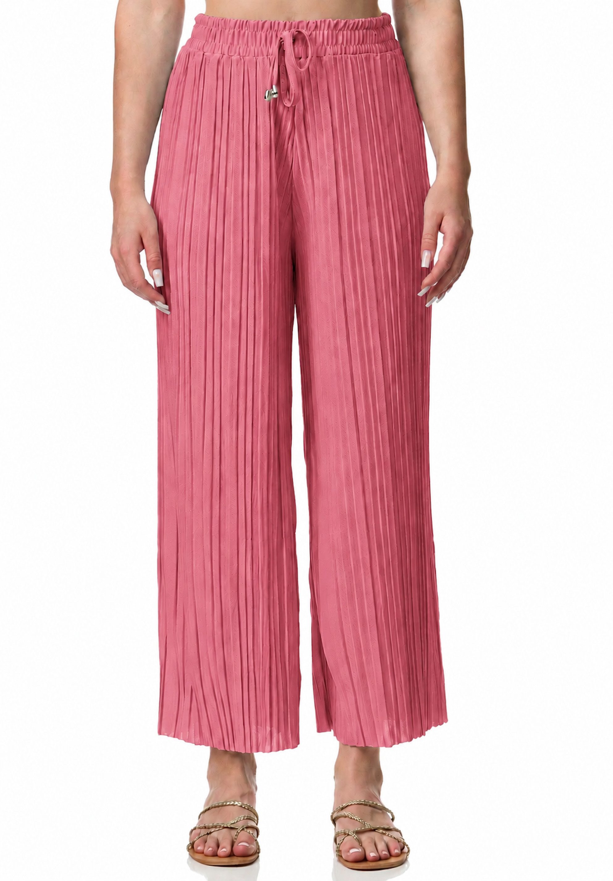 Worldclassca Stoffhose Worldclassca Stoffhose Plissierte Sommer Hose weitem Bein Faltenhose Neue Kollektion - Stilvolle und gemütliche Sommer Mode für Damen