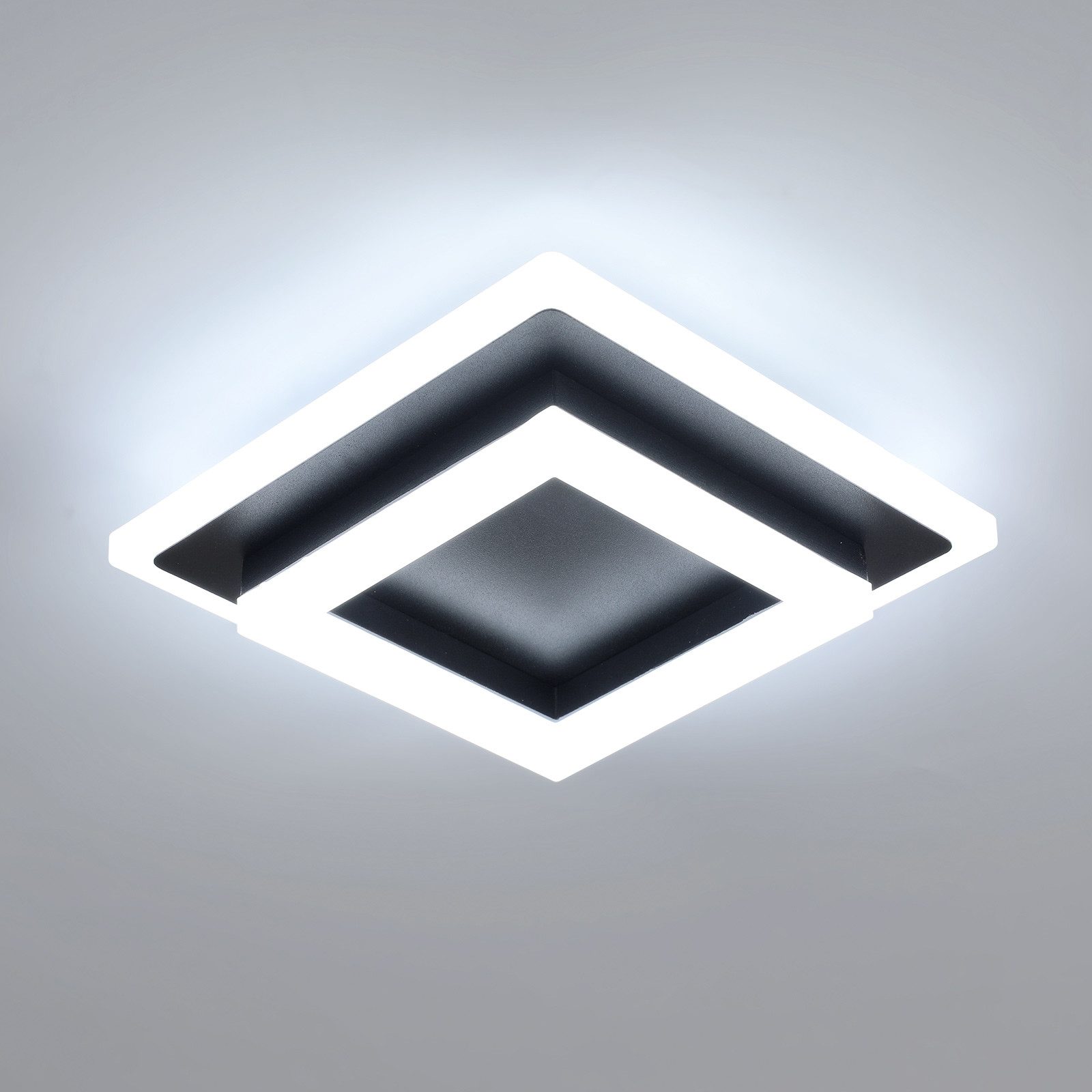 Riserva Deckenleuchten LED Deckenleuchte 24W, schwarz, 20cm, 6500K, Acryl, quadratisch