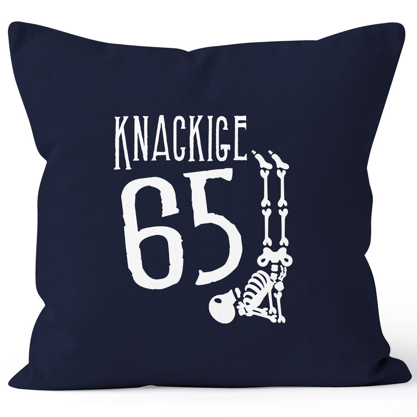 Knochen [object MoonWorks® Kissen-Bezug MoonWorks Dekokissen navy 65 runder Geschenk Object] Lustig Geburtstag Skelett Knackige