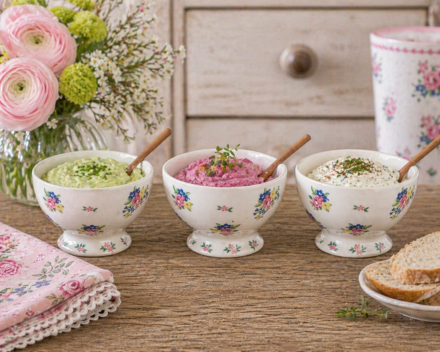 Greengate Snackschale GreenGate Snackschale Augusta weiß/geblümt