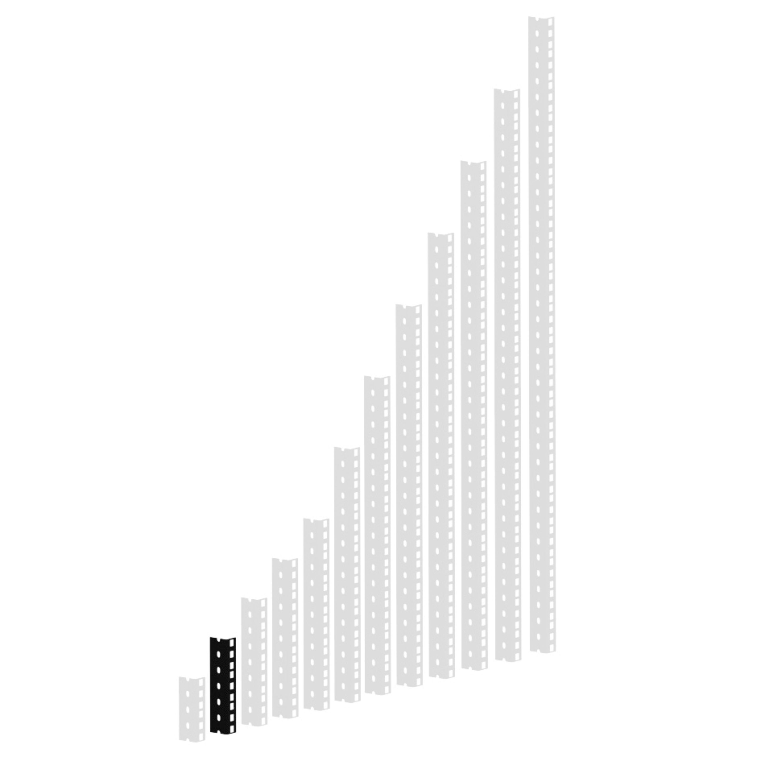 Adam Hall Laufschienenprofil (Fittings, Profile), 61535B3 Rackschiene, schwarz gestanzte Löcher, 3 HE - Profil