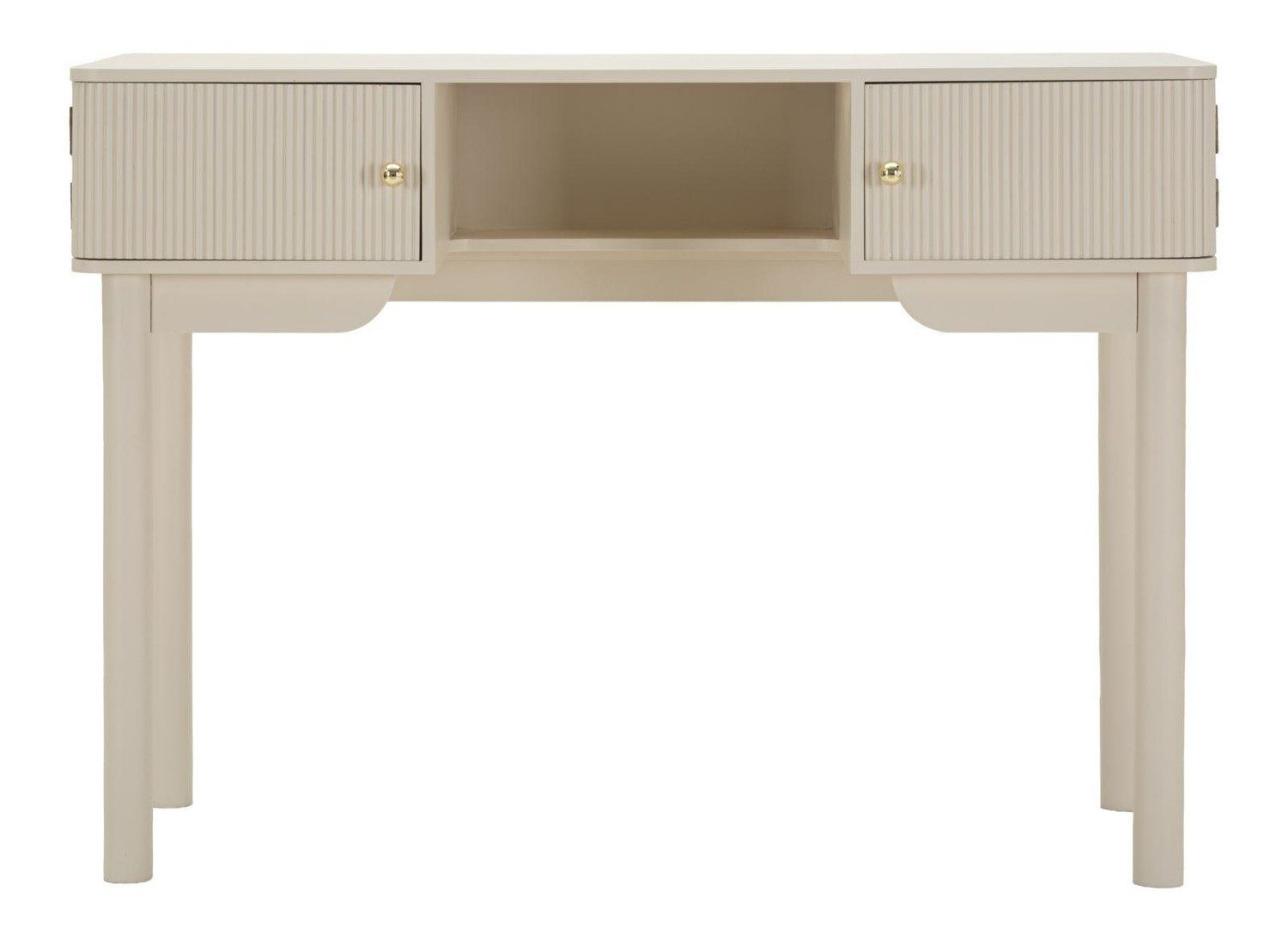 Natur24 Beistelltisch Shy Konsole 40 x 110 x 80 cm MDF Pinie Eisen Weiß Gold
