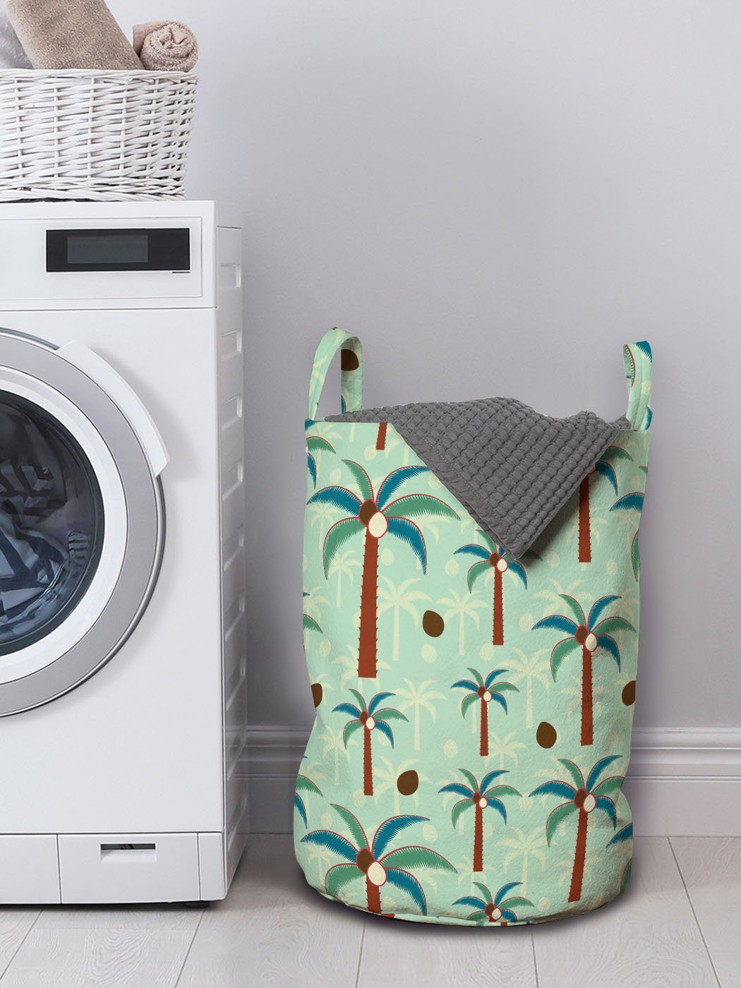 Abakuhaus Wäschesäckchen Wäschekorb mit Moderne Kordelzugverschluss Waschsalons, Insel für Griffen Kokosnusspalmen