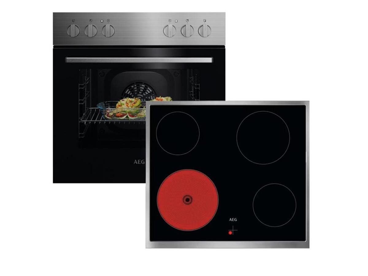 AEG Elektro-Herd-Set OU 5 KOMBI 1026 Edelstahl, Aqua-Reinigungsfunktion, Aqua-Reinigungsfunktion