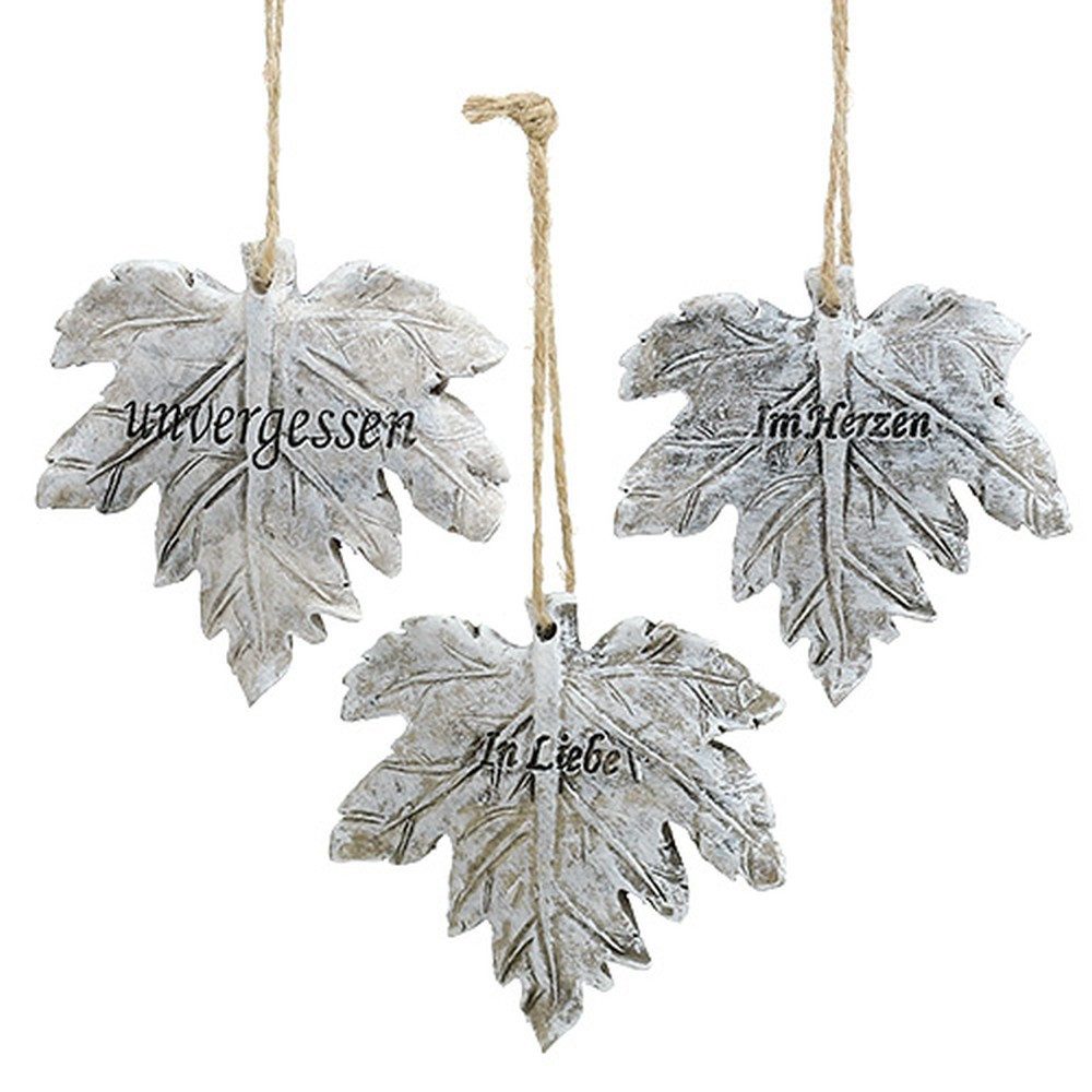 Florists Products Engelfigur Dekorative Ahornblätter mit Spruch für Trauerdekoration, 6 Stück