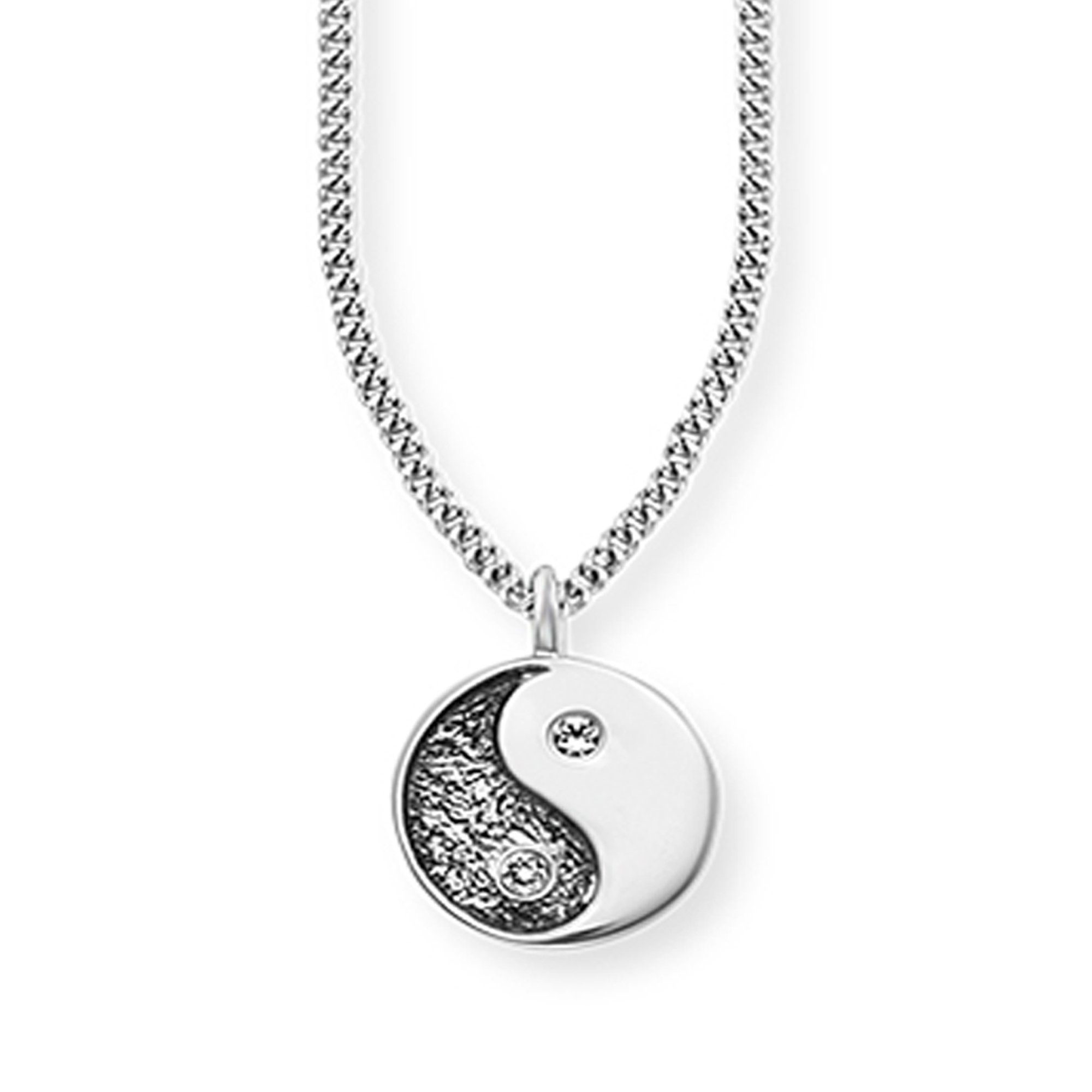 CAÏ Kette mit Anhänger 925/- Sterling Silber rhodiniert Zirkonia Yin Yang