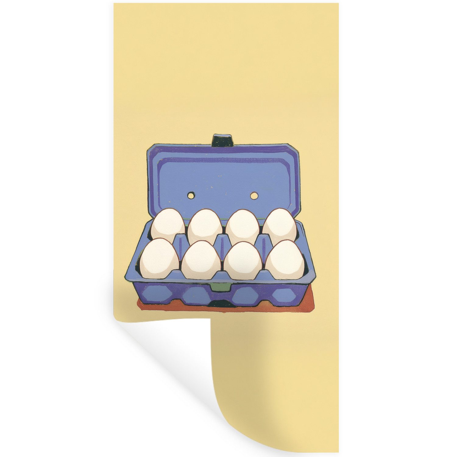 MuchoWow Wandsticker Eier - Box - Minimalistisch - Blau (1 St), Wandaufkleber, Repositionierbar, Selbstklebend, 40x80 cm