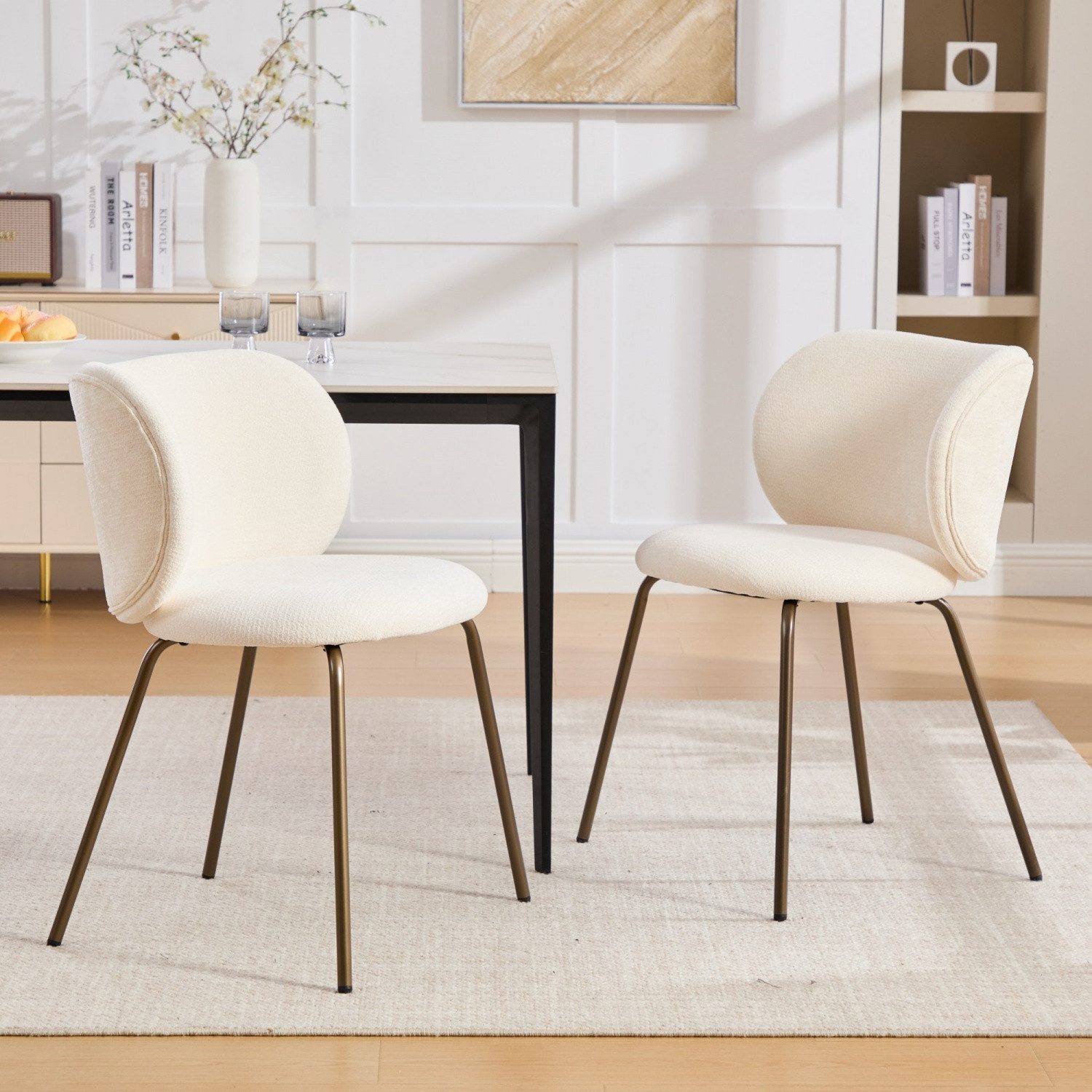ANYSUN Esszimmerstuhl Moderne Esszimmerstühle 2er Set,Chenille,bequeme geschwungene (Küchenstühle, Schminkstühle, Ankleidestühle), Esszimmerstühle,Geeignet für Restaurants,Küchen,Schlafzimmer,Studios