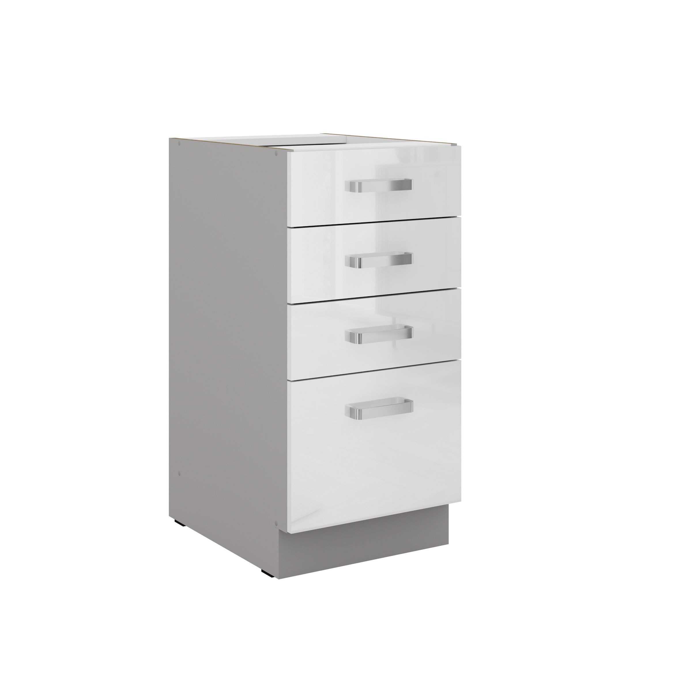 Küchen-Preisbombe Unterschrank 40 cm Küche Bianca Weiß Hochglanz + Grau Küc günstig online kaufen