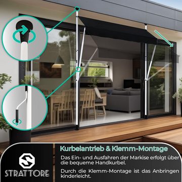 Strattore Standmarkise Klemmmarkise / Balkonmarkise Sonnenschutz 300 x 120 cm - Anthrazit