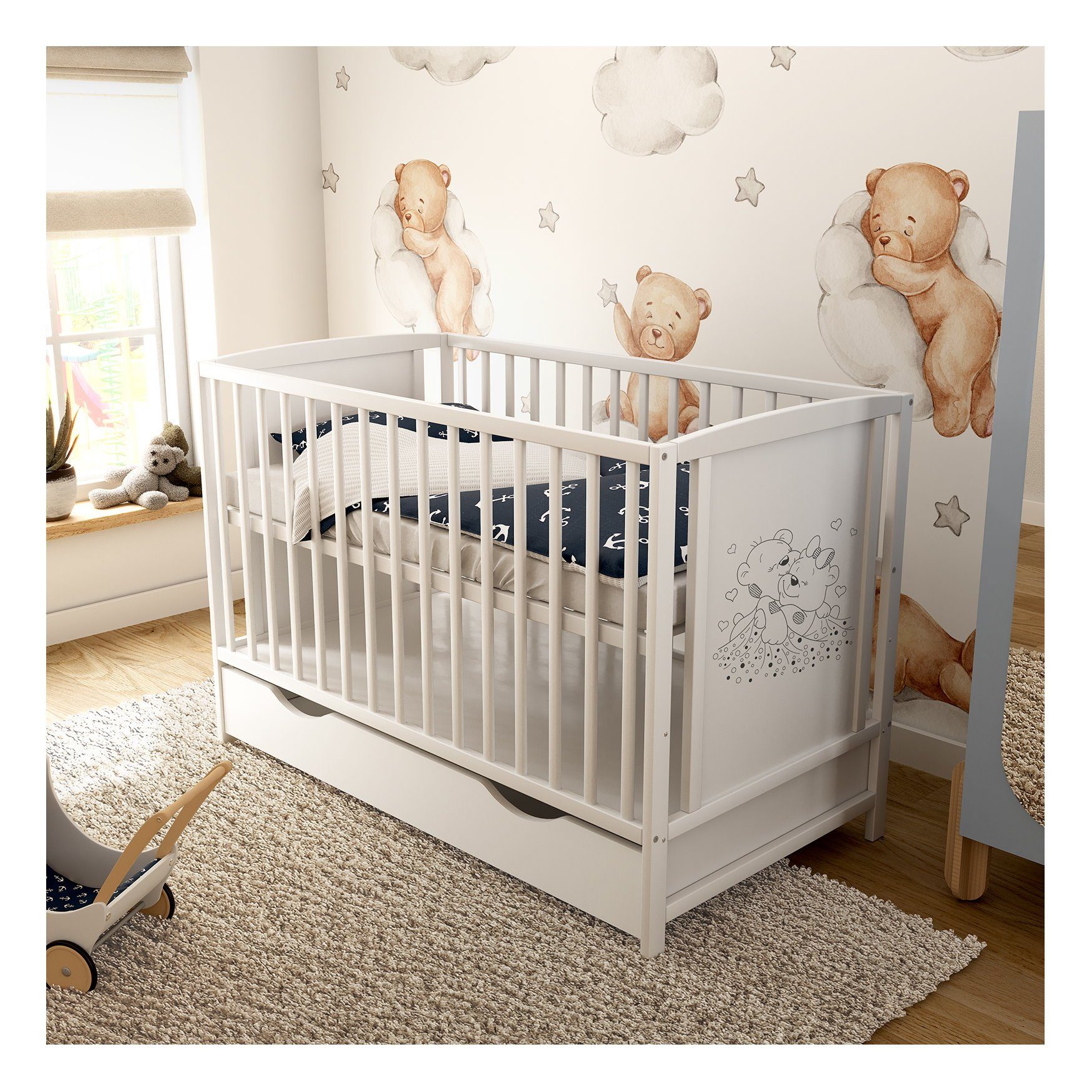 Baby-Delux Babybett Mia Bettkasten Schutzgitter, Kinderbett günstig online kaufen
