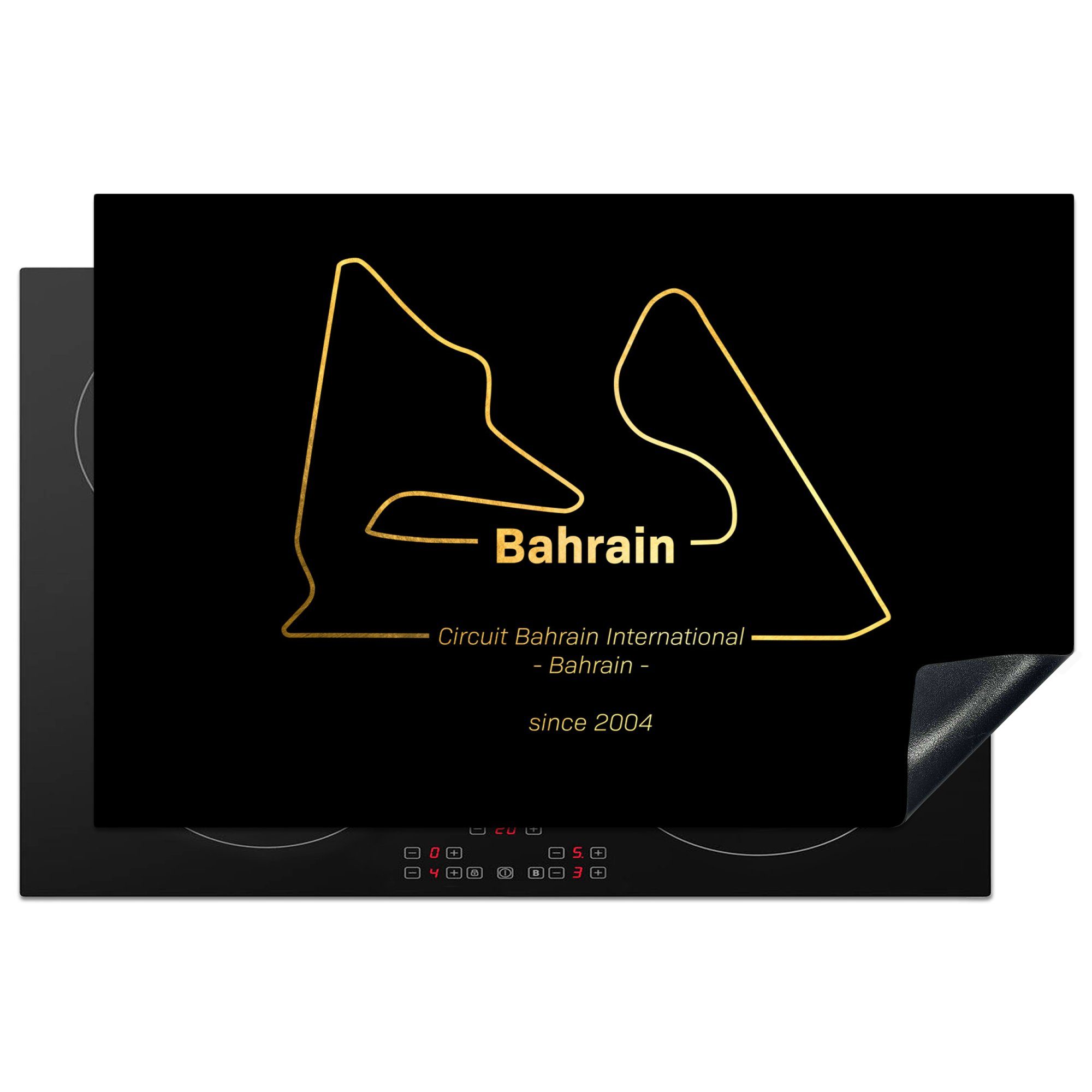MuchoWow Herdblende-/Abdeckplatte Bahrain - Formel 1 - Rennstrecke, Vinyl, (1 tlg), 81x52 cm, Induktionskochfeld Schutz für die küche, Ceranfeldabdeckung