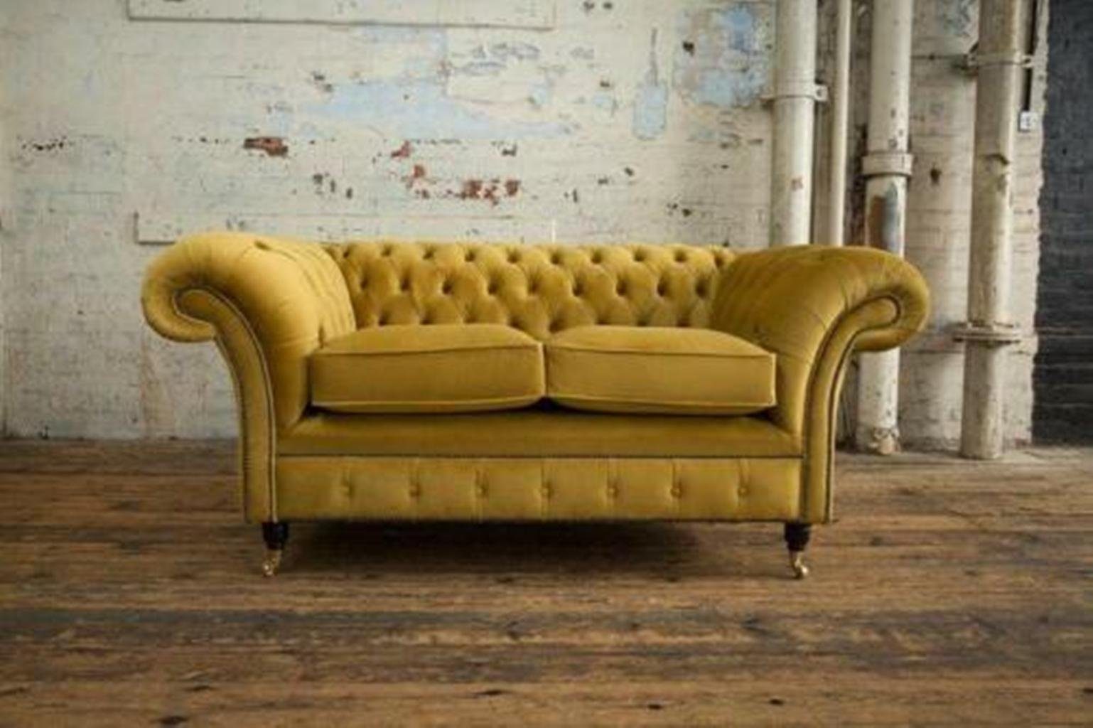 JVmoebel Chesterfield-Sofa, Cheserfield Samt Sofa 2 Sitzer Designer Couchen Couch Textil