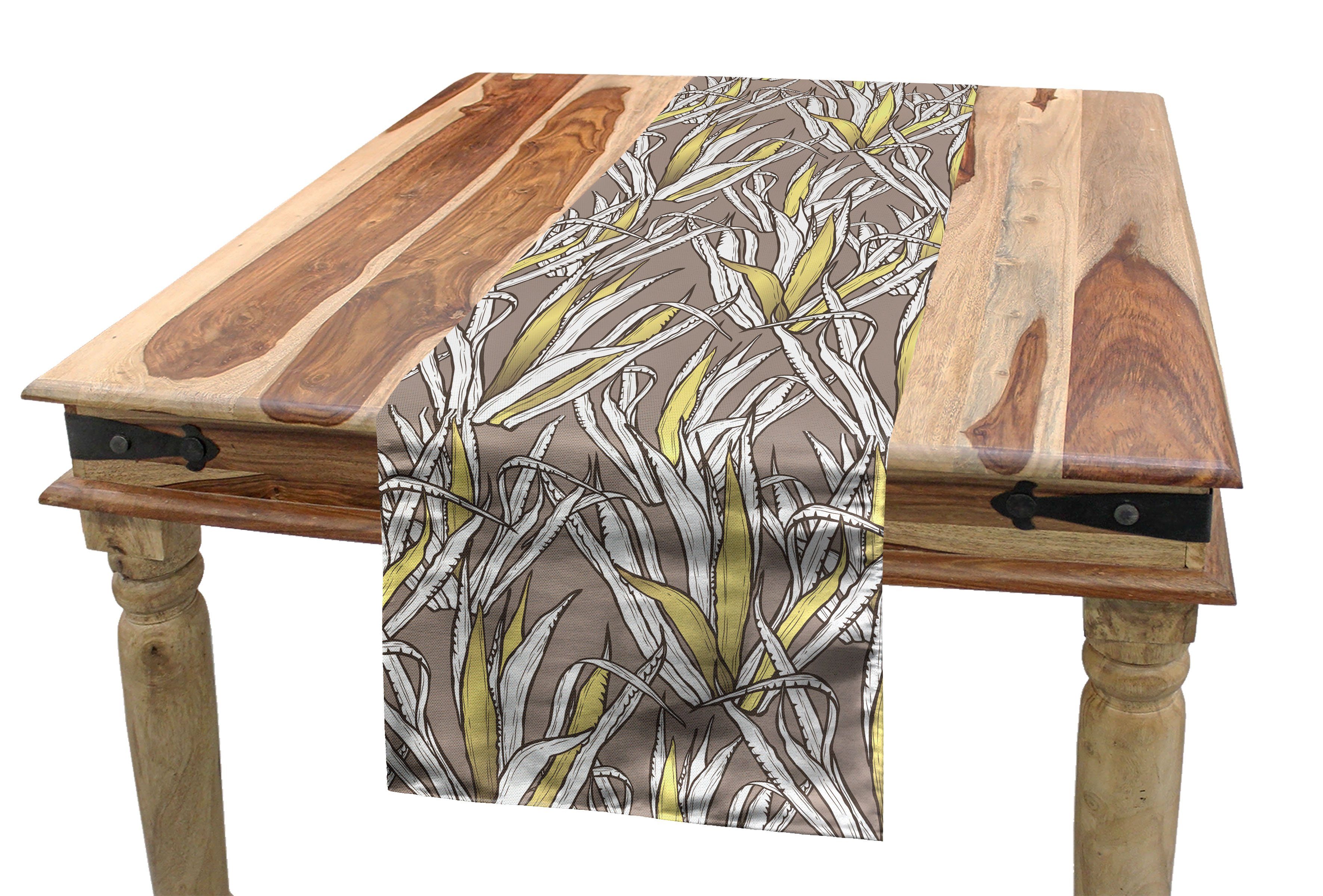 Küche Tischläufer, Boho Blätter-Muster Tischläufer Zweige oder Dekorativer Rechteckiger Esszimmer Abakuhaus