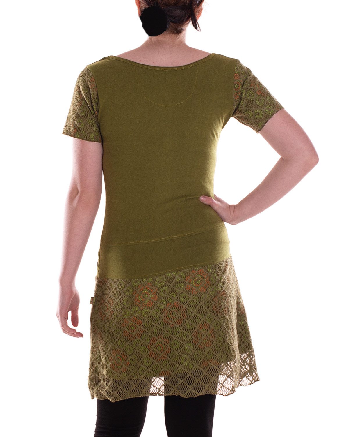 Vishes Sommerkleid Damen A-Linie Kleid Baumwolle Blumen-Muster mit Spitzenapplikationen Alternative Bekleidung, Ethno, Hippie, Retro Style