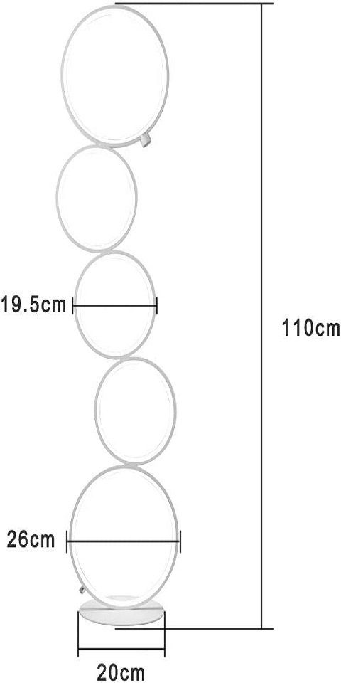 Nettlife LED Stehlampe Standleuchte 5 Birne in Ringform, LED fest integriert, warmweiß, für Schlafzimmer Wohnzimmer Arbeitszimmer – Bild 5 von 5
