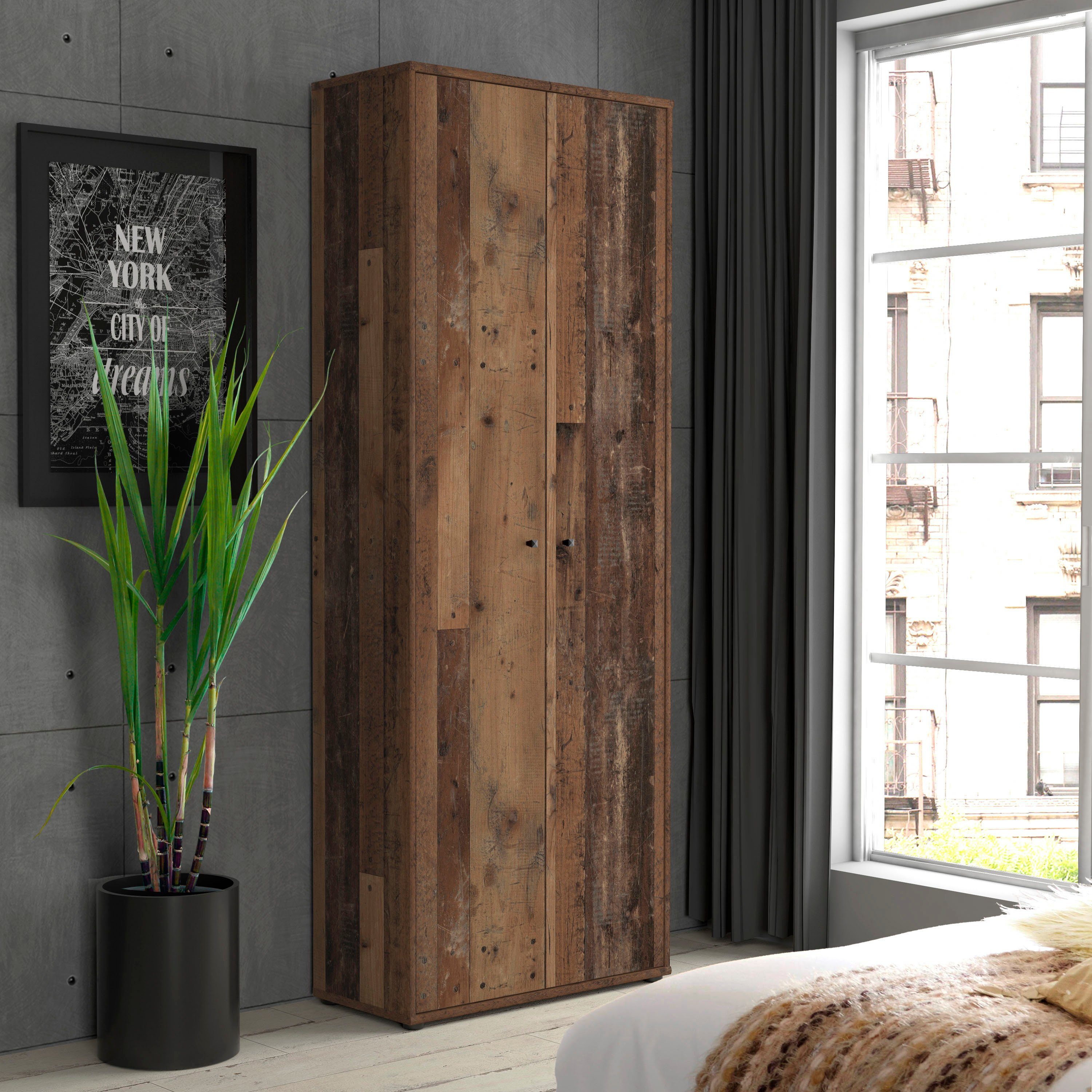 FORTE Schuhschrank Tempra, Mehrzweckschrank, 2 Türen, Einlegeböden, Höhe 197,5 cm Breite 73,7 cm