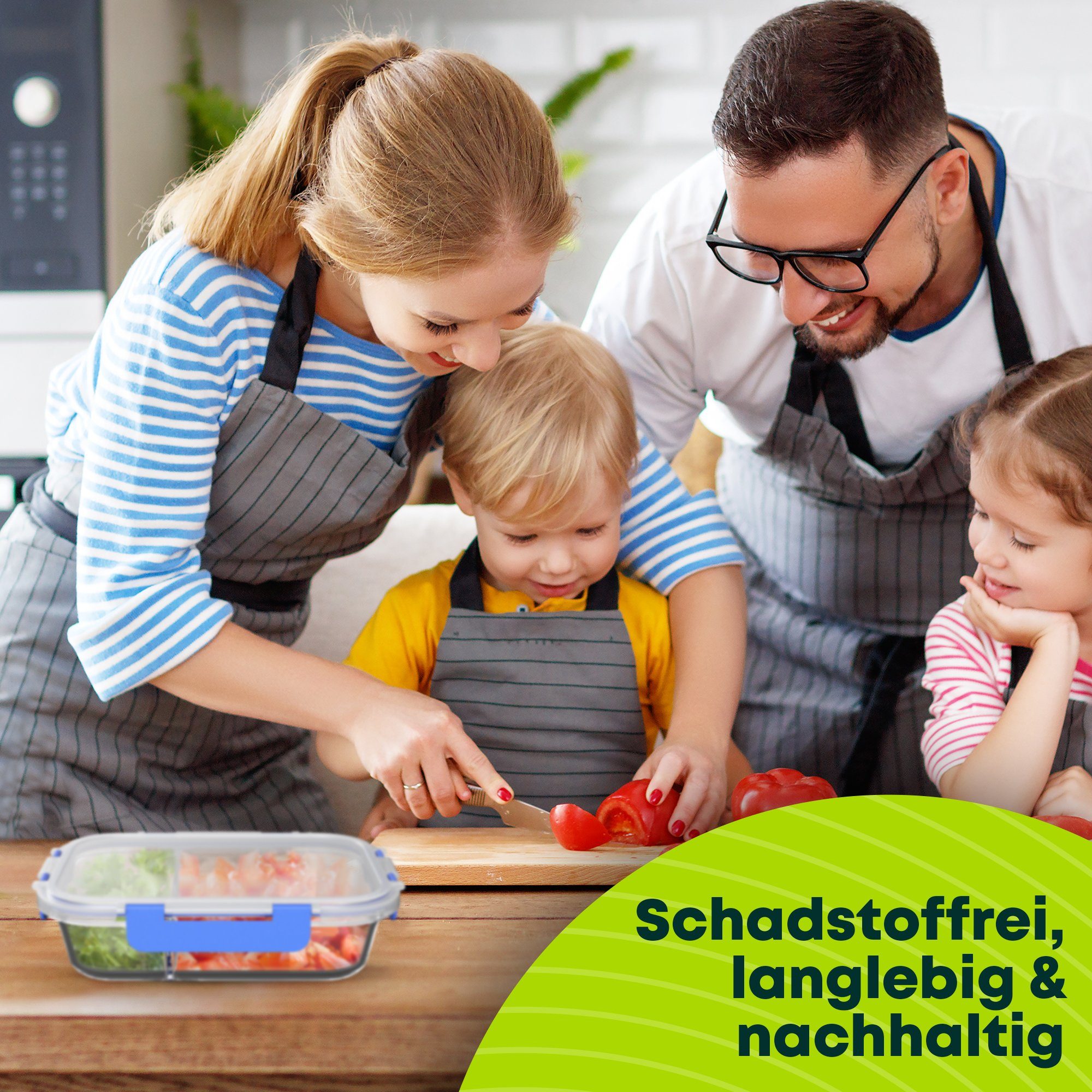 Goldhofer Vorratsglas Glasbehälter mit Deckel luftdicht & BPA-frei ideal als Meal Prep Boxen, (Spar-Set, 1-tlg., verschiedene Setgrößen), Hitzebeständig ohne De – Bild 5 von 5