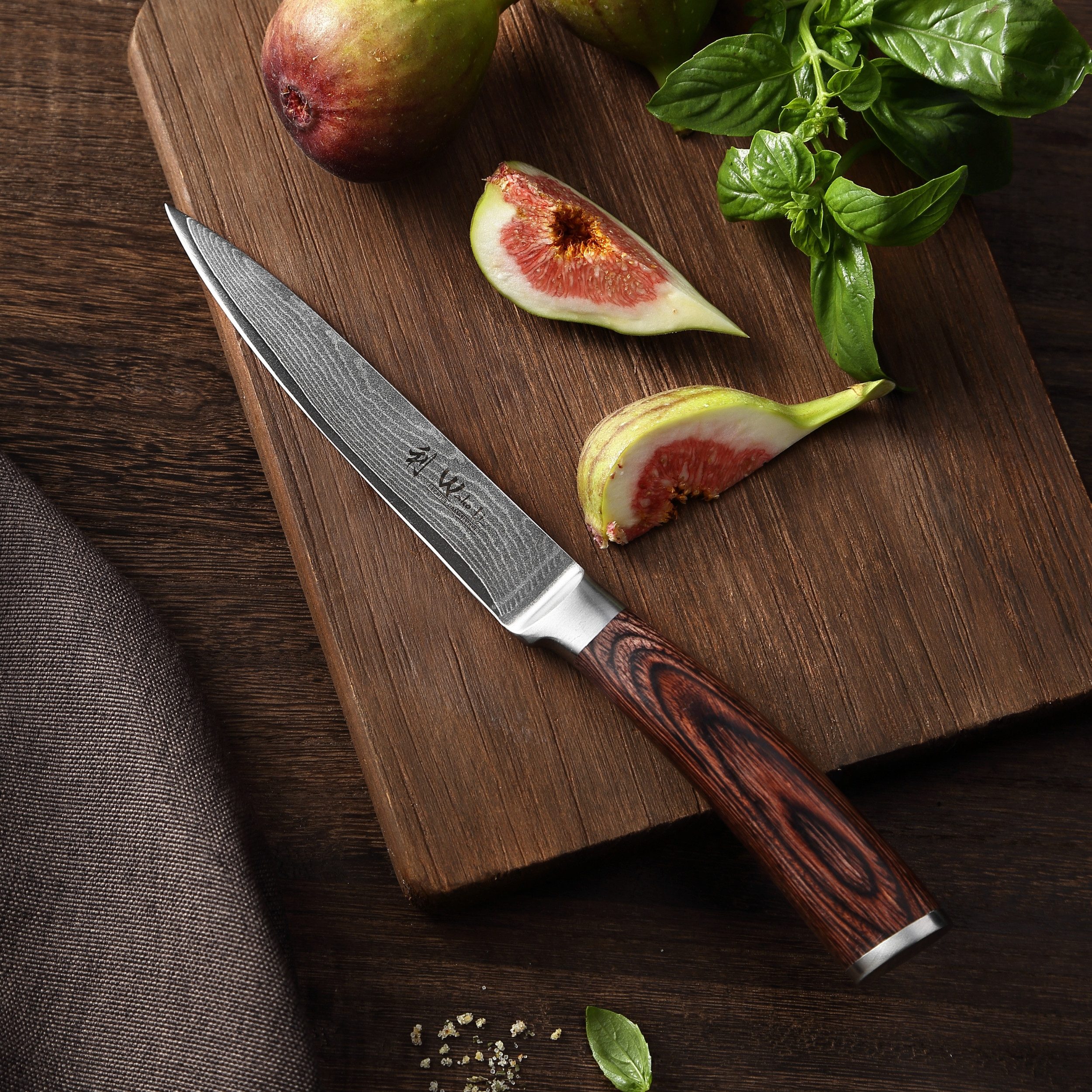 Wakoli Damastmesser EDIB Allzweckmesser Kochmesser 12,5 cm Klinge Pakkaholzgriff, Aus 67 Lagen Damaststahl, VG10 Kern, Pakkaholzgriff, inkl. Geschenkbox