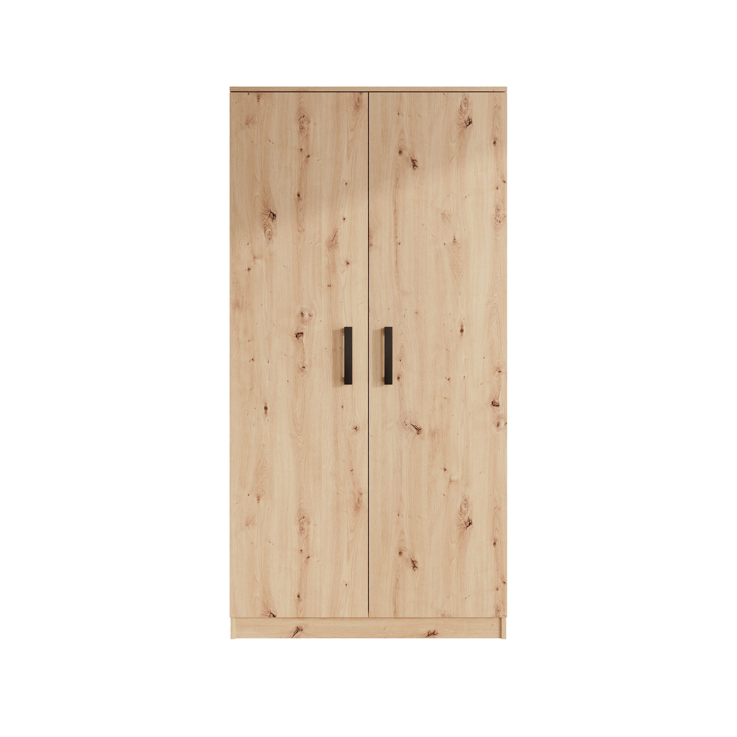 Beautysofa Kleiderschrank TREND 2-türig mit Selbsteinzug, Kleiderstange und 5 Einlegeböden (verschiedene Farben, mit oder ohne Schubladen)