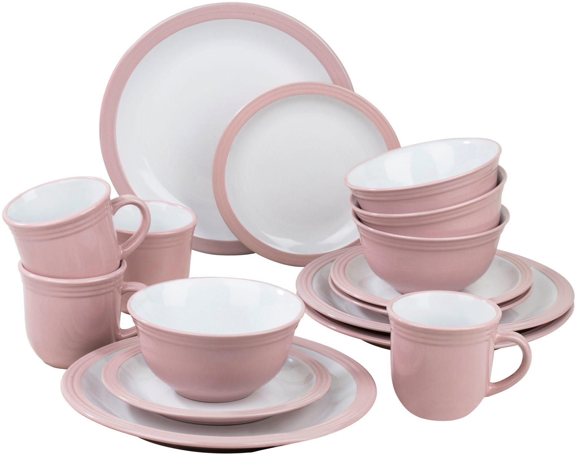 Abstand Retsch Arzberg Landhaus-Charm, rustikaler Personen, 4 PINK/ROSÈ (16-tlg), Teile, für Steinzeug, 16 Service 4 Geschirr-Set, CAMDEN Personen Kombiservice