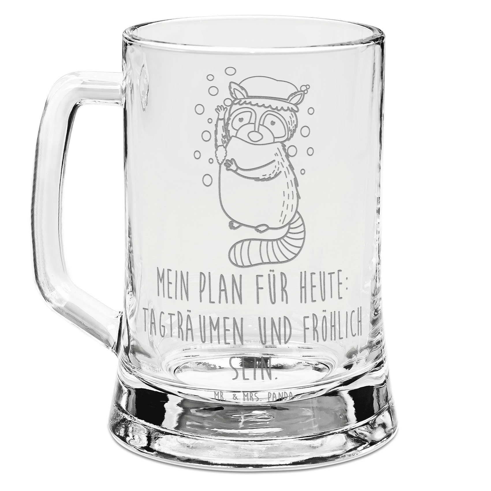 Mr. & Mrs. Panda Bierkrug Waschbär Transparent Geschenk, Tagträumen
