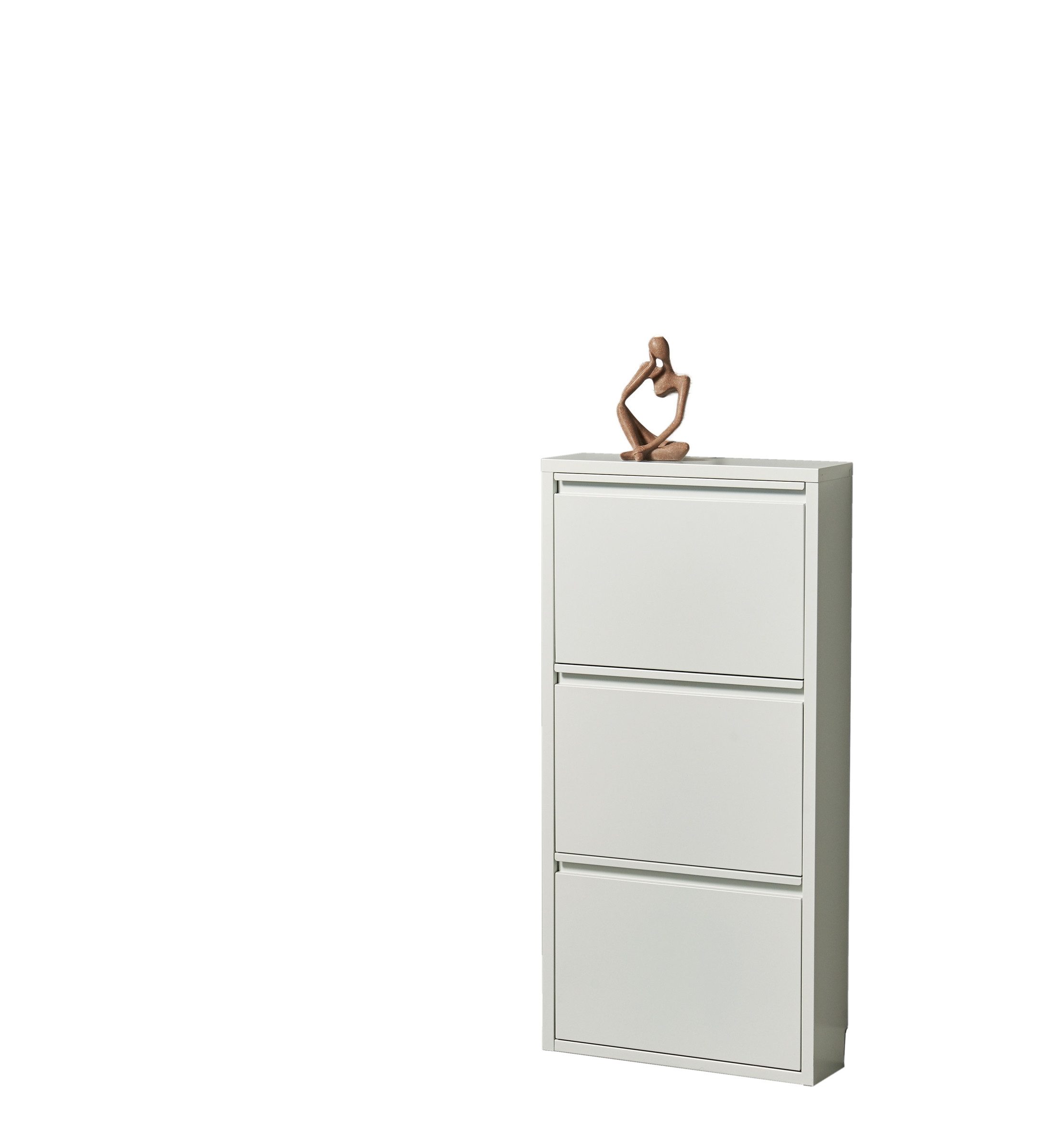 PREISBRECHER Schuhkipper Bert, 3 Klappen, 6 paar Schuhe, weiß, Metall - 51x104x16cm (BxHxT)